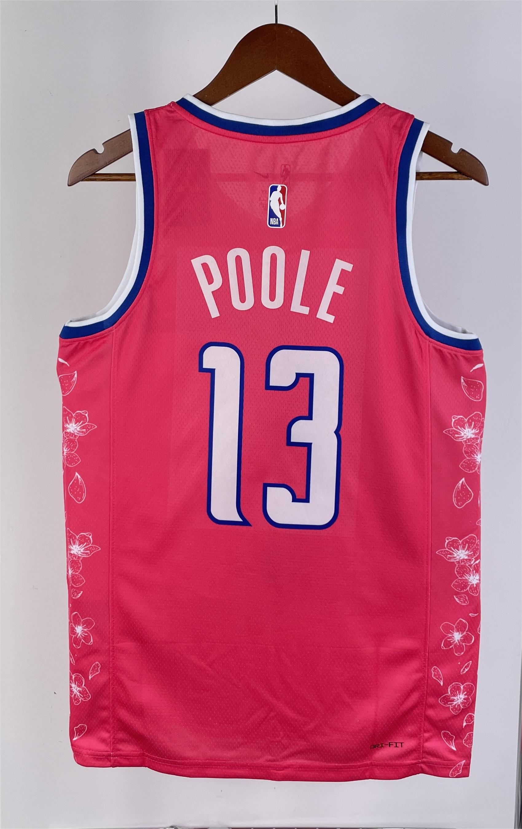NBA Men Season 2023 Washington Wizards Pink #13 POOLE Jersey High Quality Name and Number Print - leoleo123123