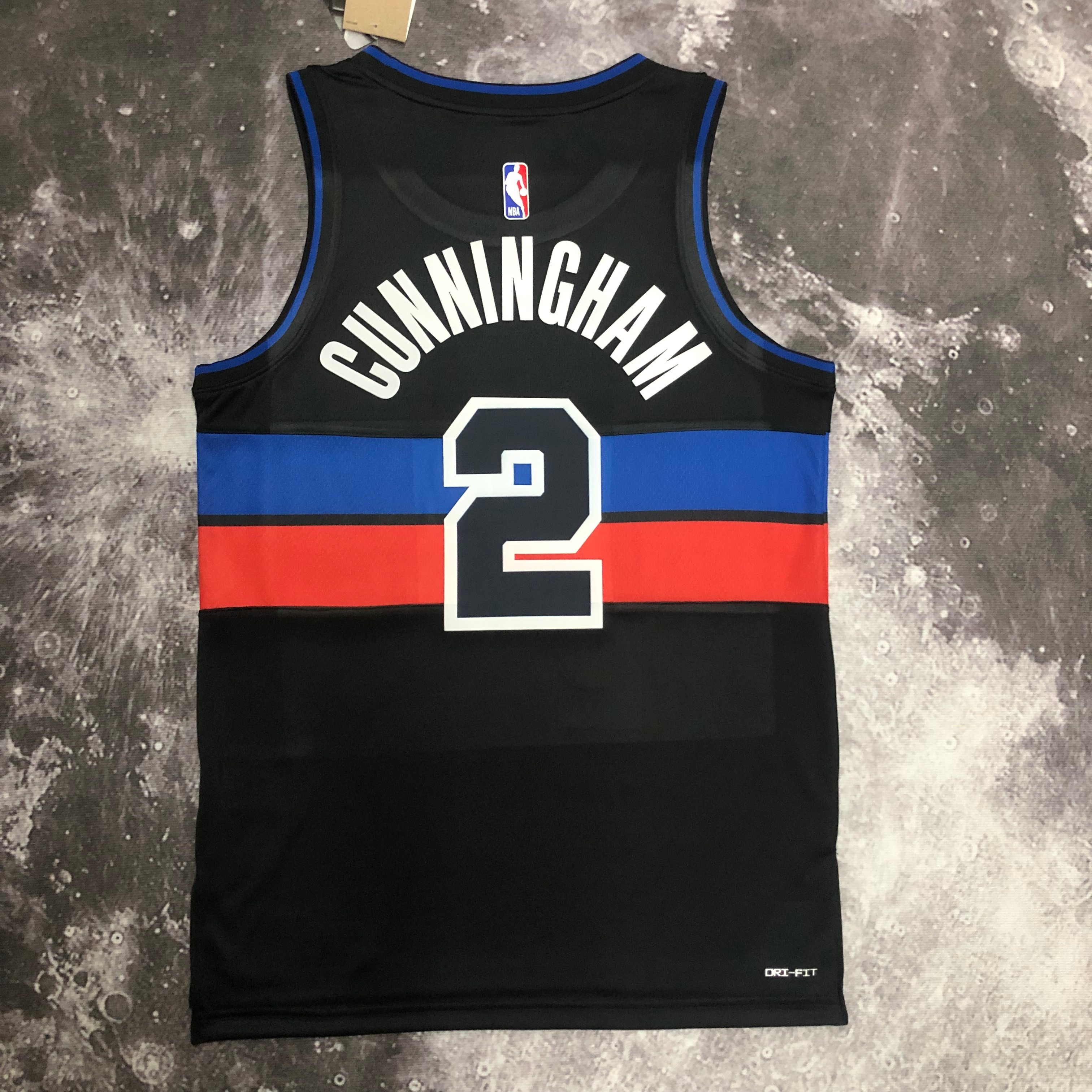 NBA Season 2023 Detroit Pistons Black with Jordan Logo #2 CUNNINGHAM Jersey High Quality Name and Number Print - leoleo123123