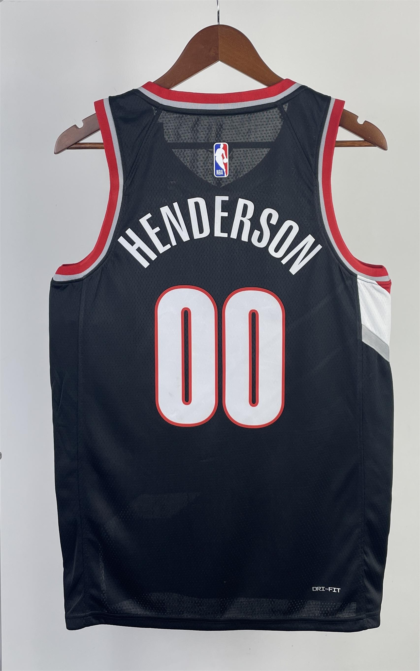 NBA 2023 Portland Trail Blazers Black #00 HENDERSON Jersey High Quality Name and Number Print - leoleo123123