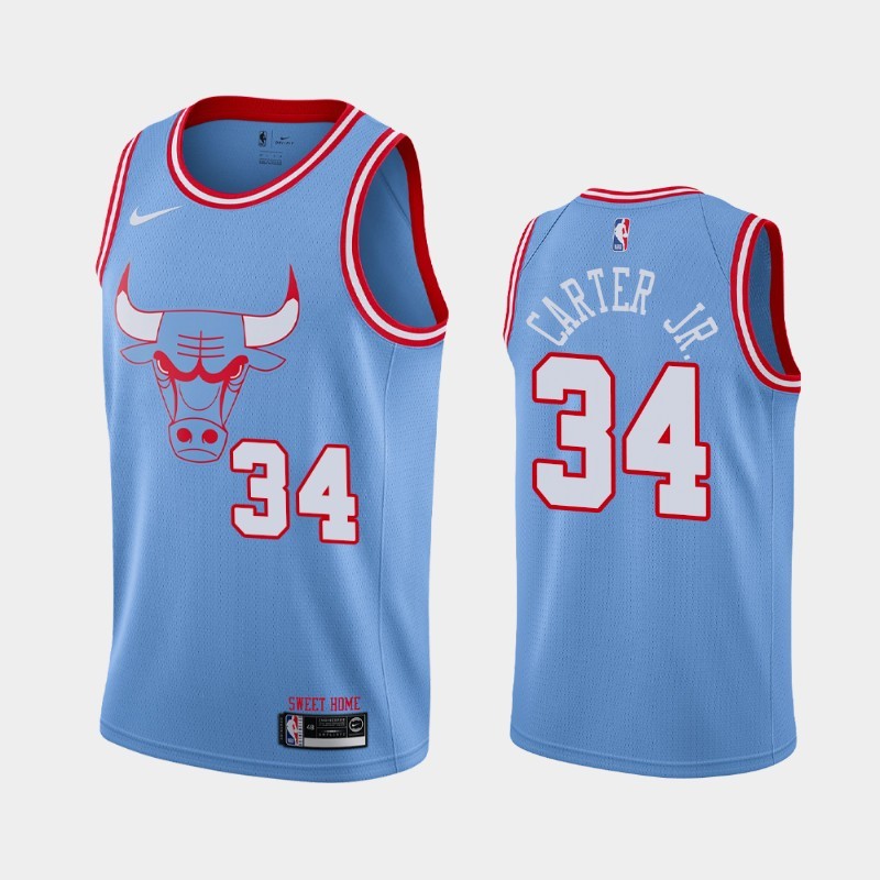 NBA Men Chicago Bulls 19-20 Season Light Blue #34 CARTER JR. Jersey High Quality Name and Number Print - leoleo123123