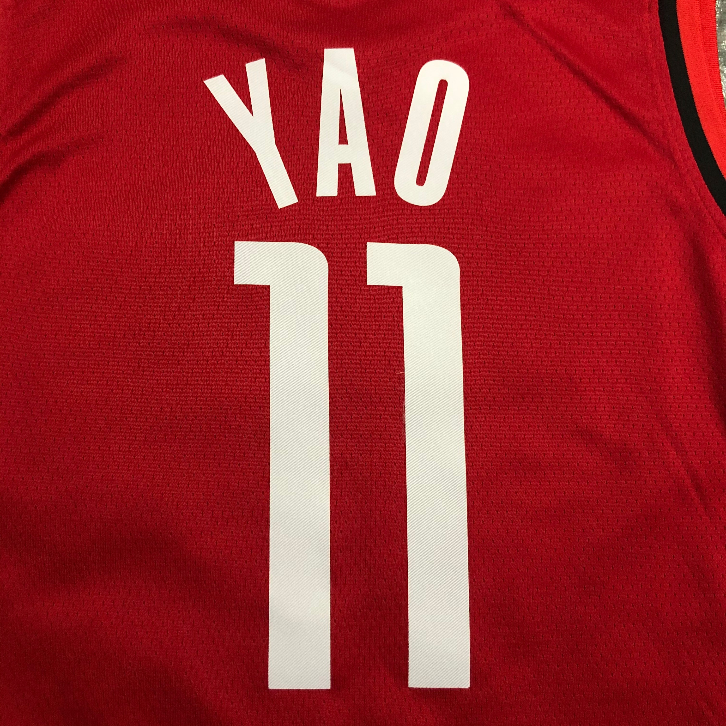 NBA Men Season 2021 Houston Rockets Red #11 YAO Jersey High Quality Name and Number Print - leoleo123123
