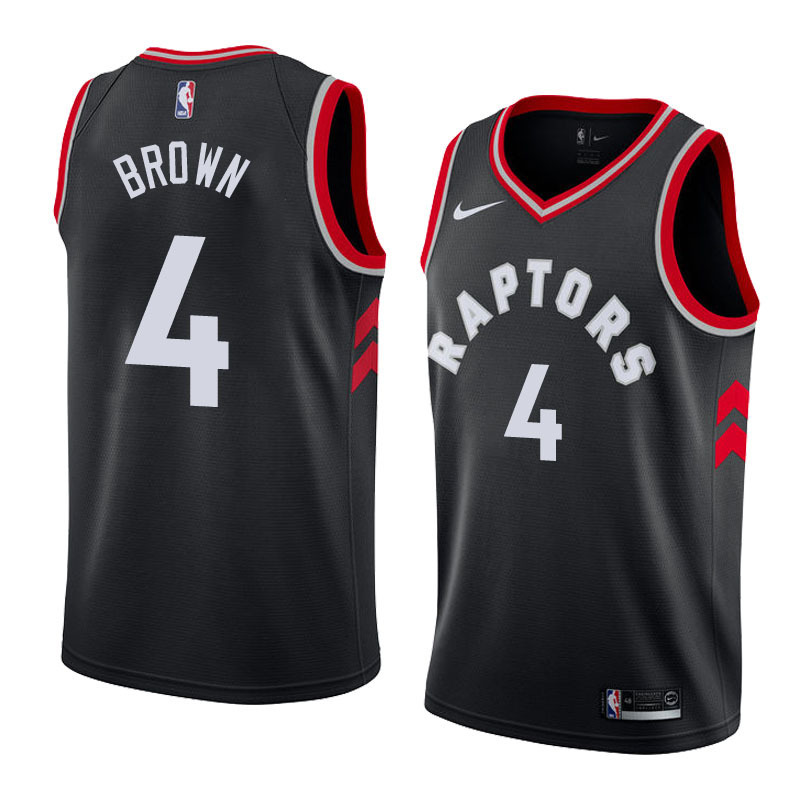 NBA Men Toronto Raptors Black #4 BROWN Jersey High Quality Name and Number Print - leoleo123123