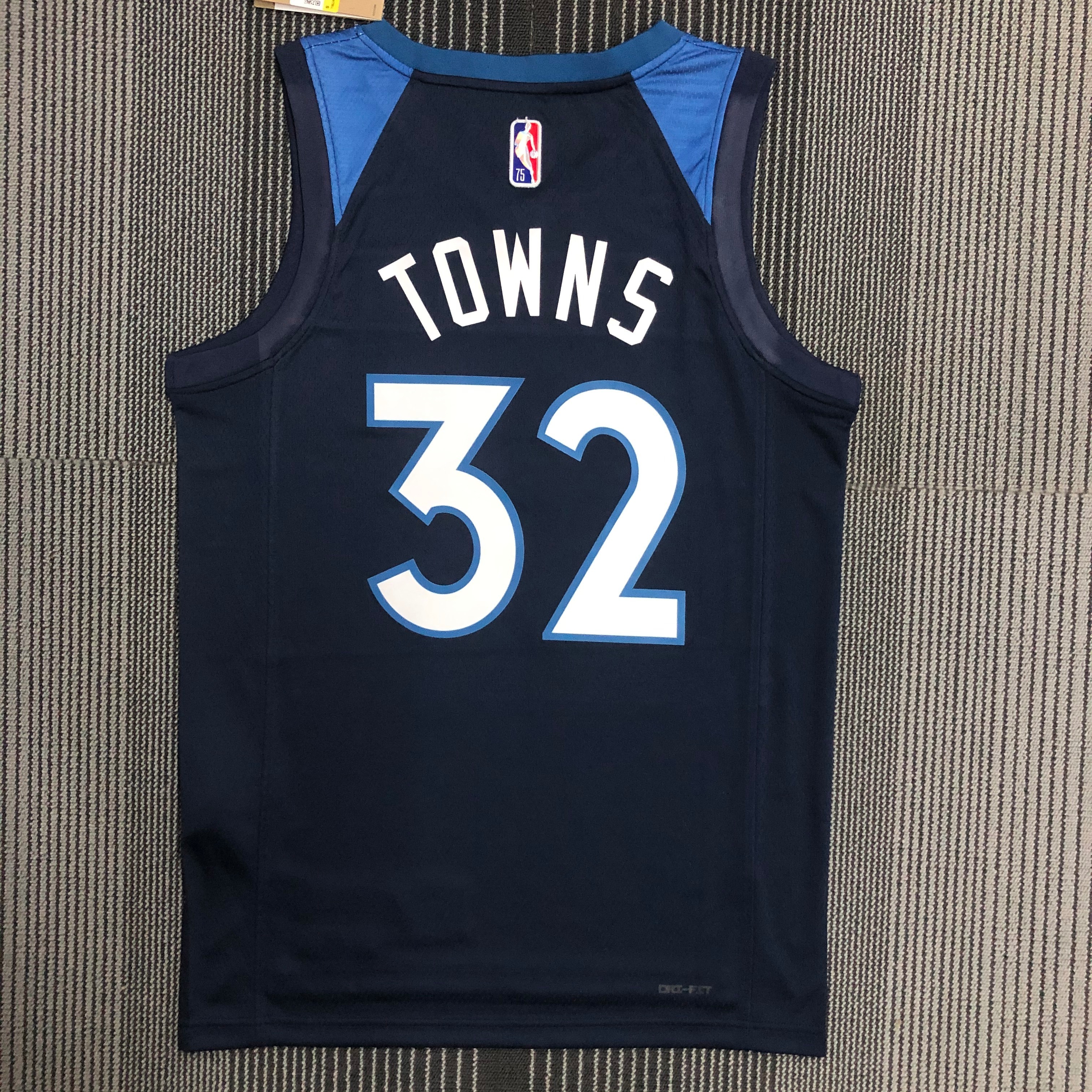NBA Men 75th Anniversary Minnesota Timberwolves Dark Blue #32 TOWNS Jersey High Quality Name and Number Print - leoleo123123