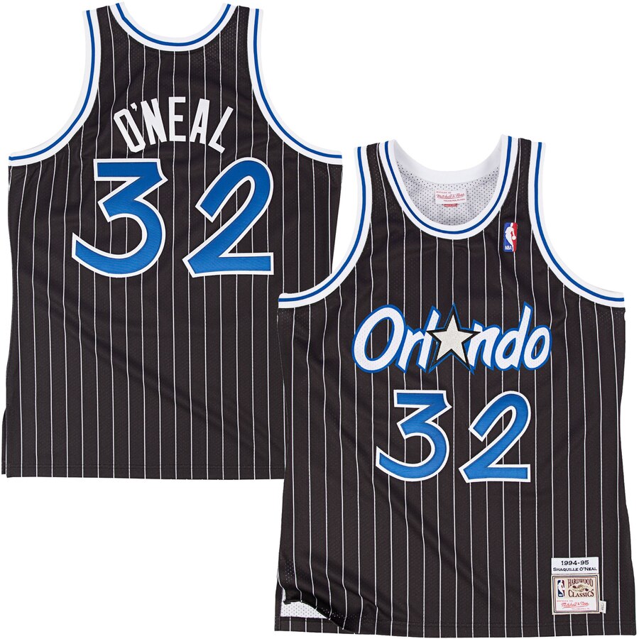 NBA Men's Orlando Magic Mitchell & Ness #32 O'NEAL Black 1994-1995 Hardwood Classics Throwback Team Jersey Name and Number Print - leoleo123123