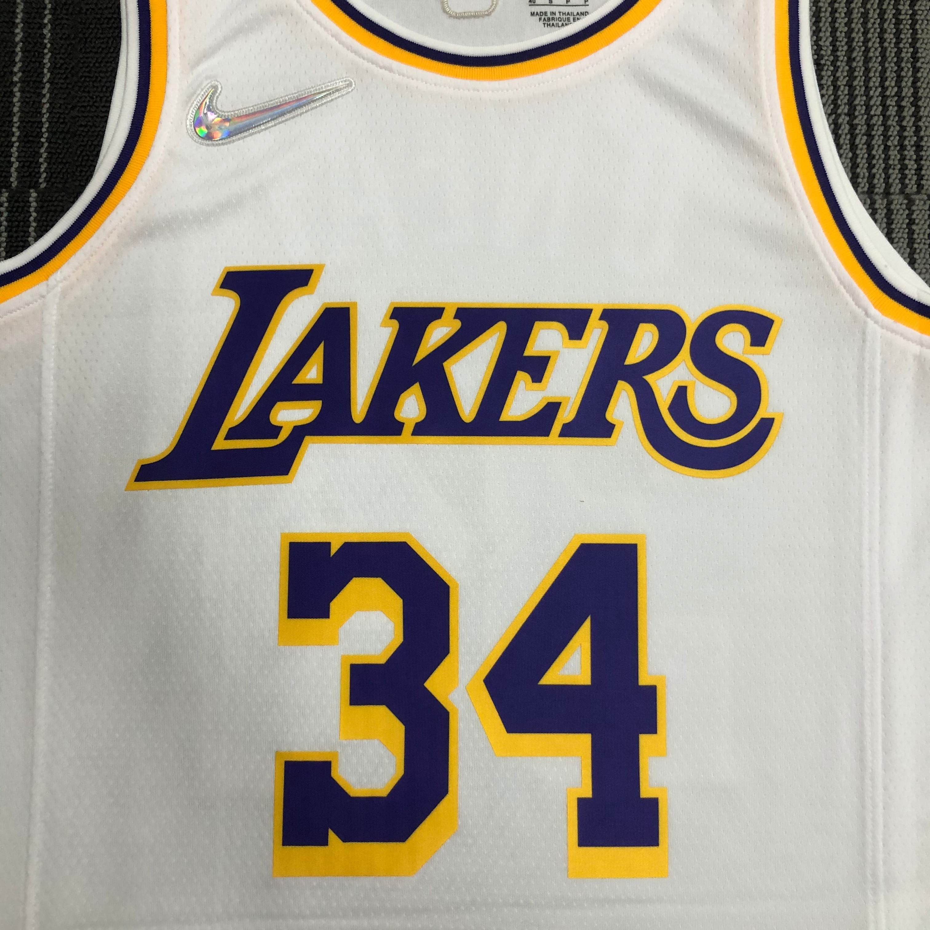 NBA 75th Anniversary Los Angeles Lakers White Round Neck #34 O'NEAL Jersey High Quality Name and Number Print - leoleo123123