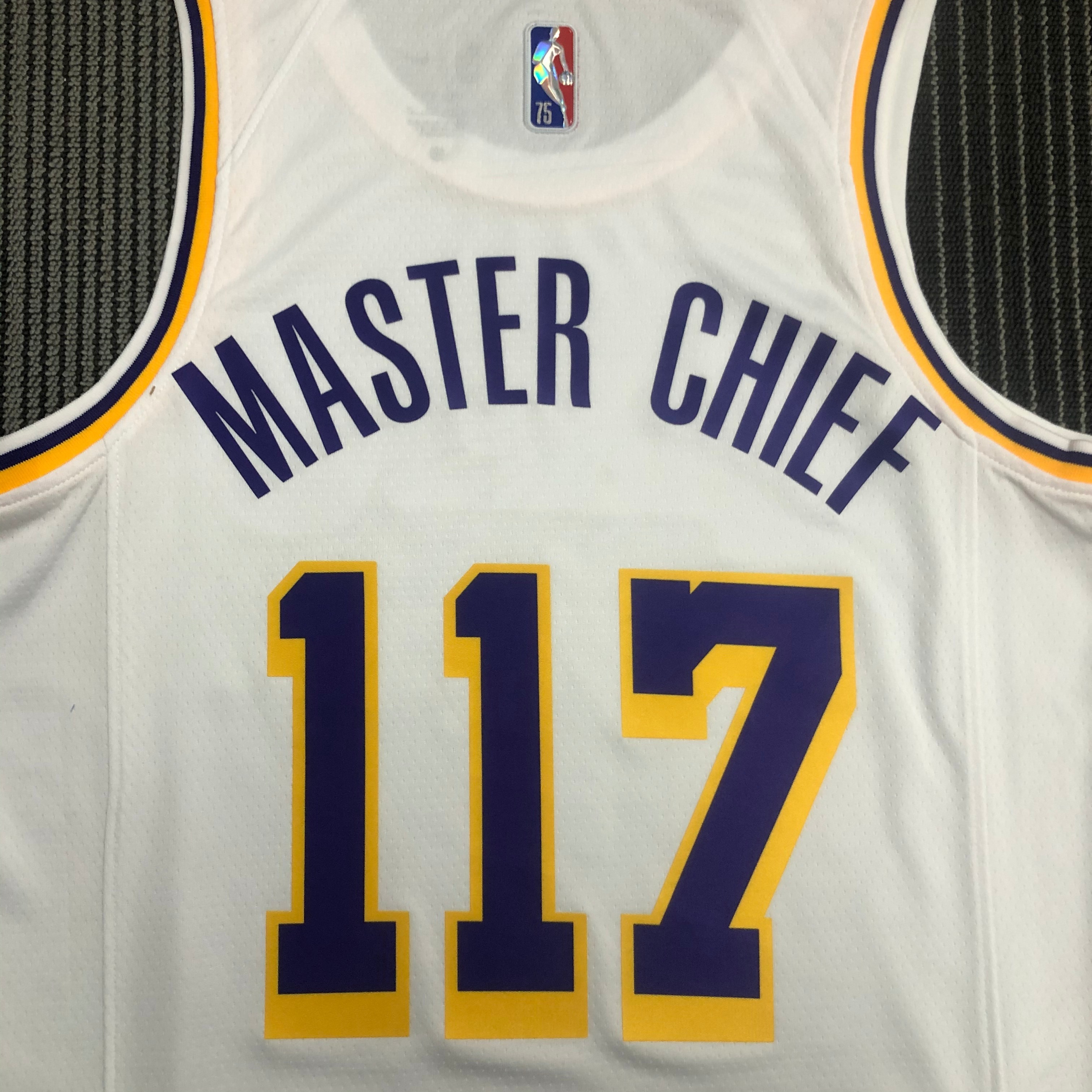 NBA 75th Anniversary X-BOX Los Angeles Lakers White Round Neck #117 Jersey High Quality Name and Number Print - leoleo123123