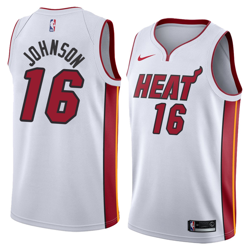 NBA Men Miami Heat White #16 JOHNSON Jersey High Quality Name and Number Print - leoleo123123