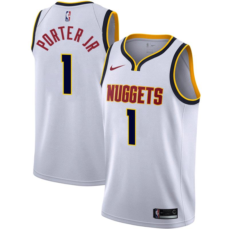 NBA Men Denver Nuggets White #1 PORTER JR Jersey High Quality Name and Number Print - leoleo123123