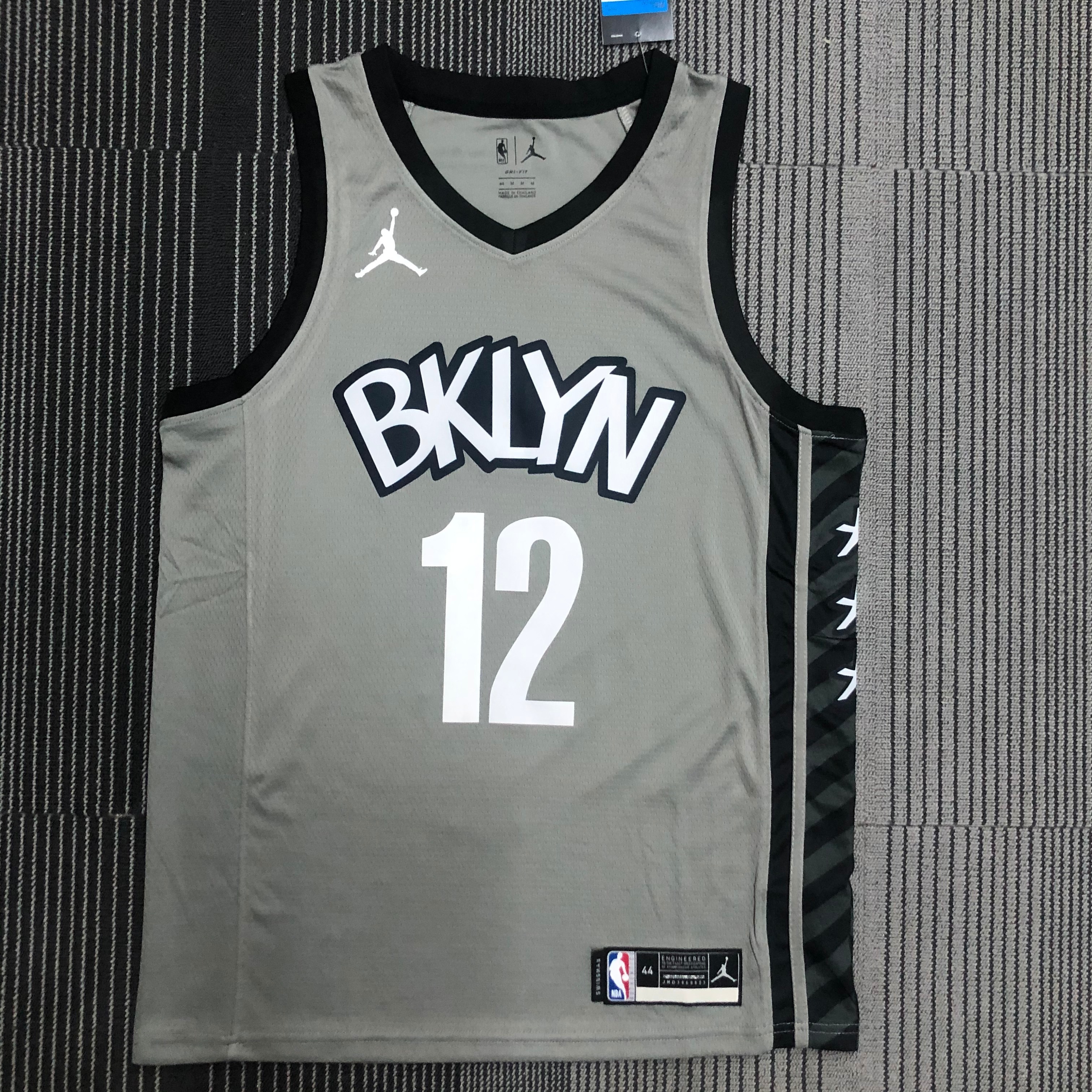 NBA Men 75th Anniversary Brooklyn Nets Grey with Jordan Logo #12 HARRIS Jersey High Quality Name and Number Print - leoleo123123