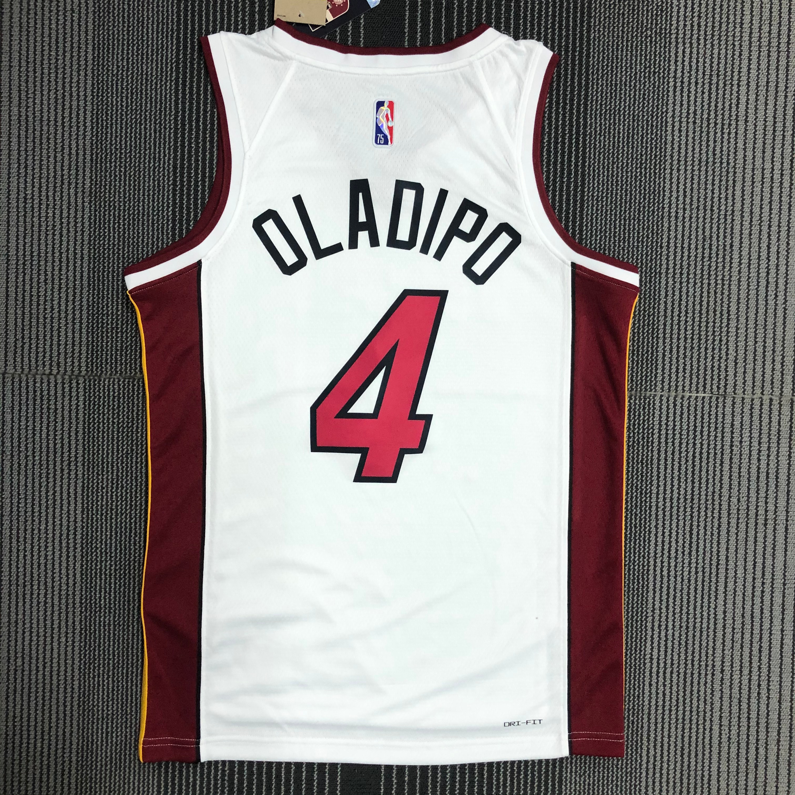 NBA Men 75th Anniversary Miami Heat White #4 OLADIPO Jersey High Quality Name and Number Print - leoleo123123
