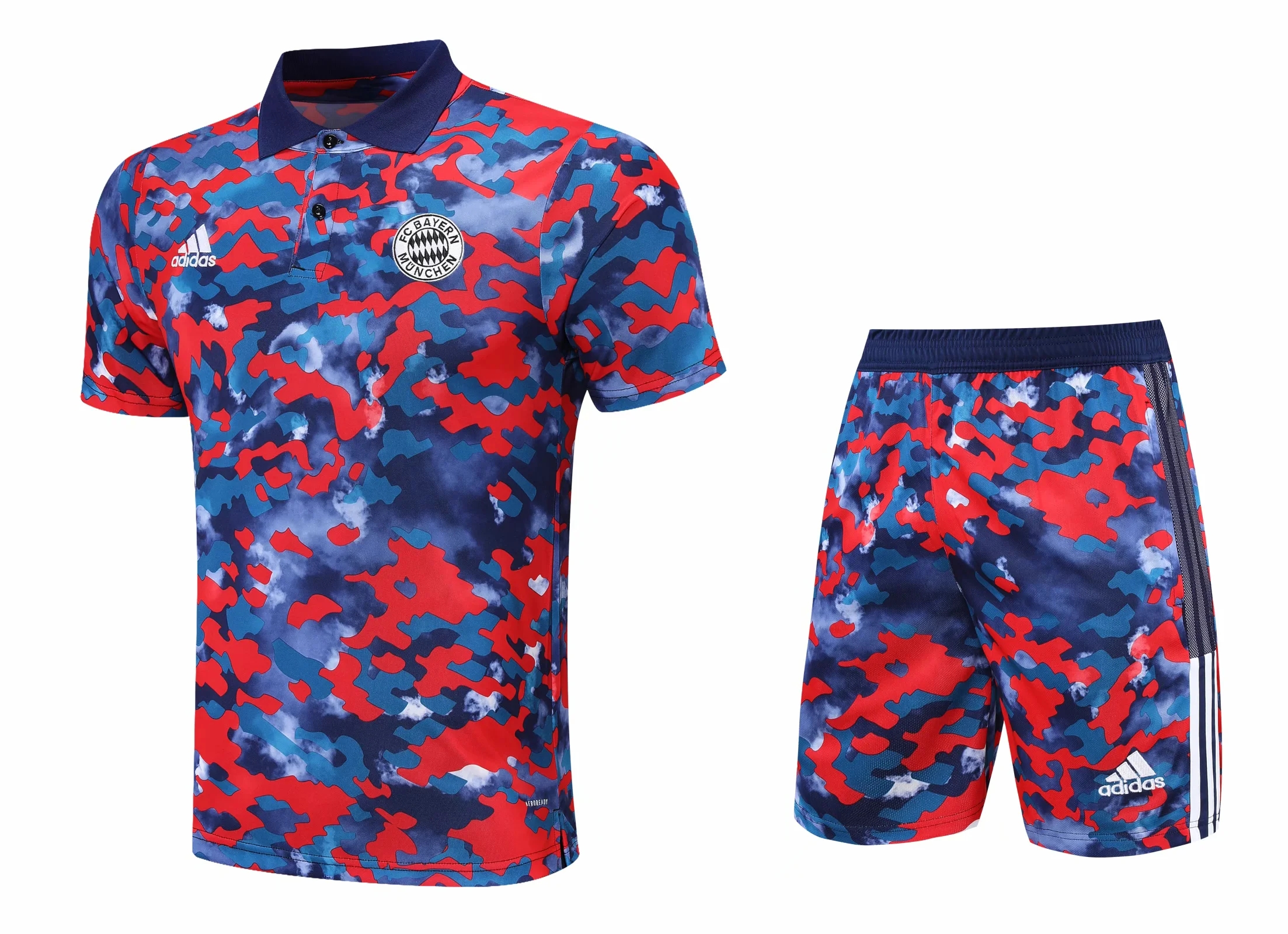 21-22 Bayern Munich Camouflage Polo Training Set--Short sleeve and Short Pant Training Tracksuit - leoleo123123