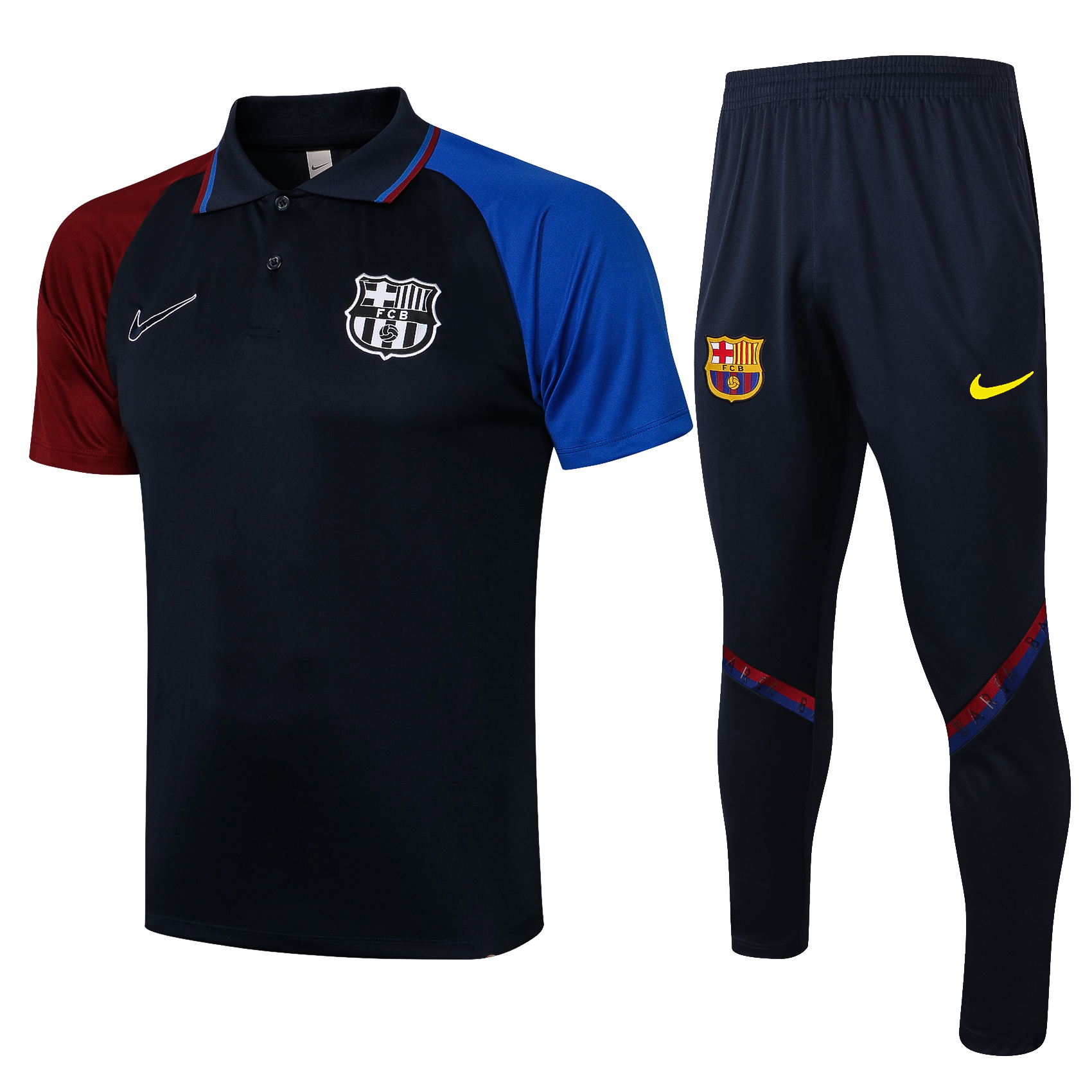 21-22 Barcelona Dark Blue Polo Training Tracksuit Thai Quality - leoleo123123