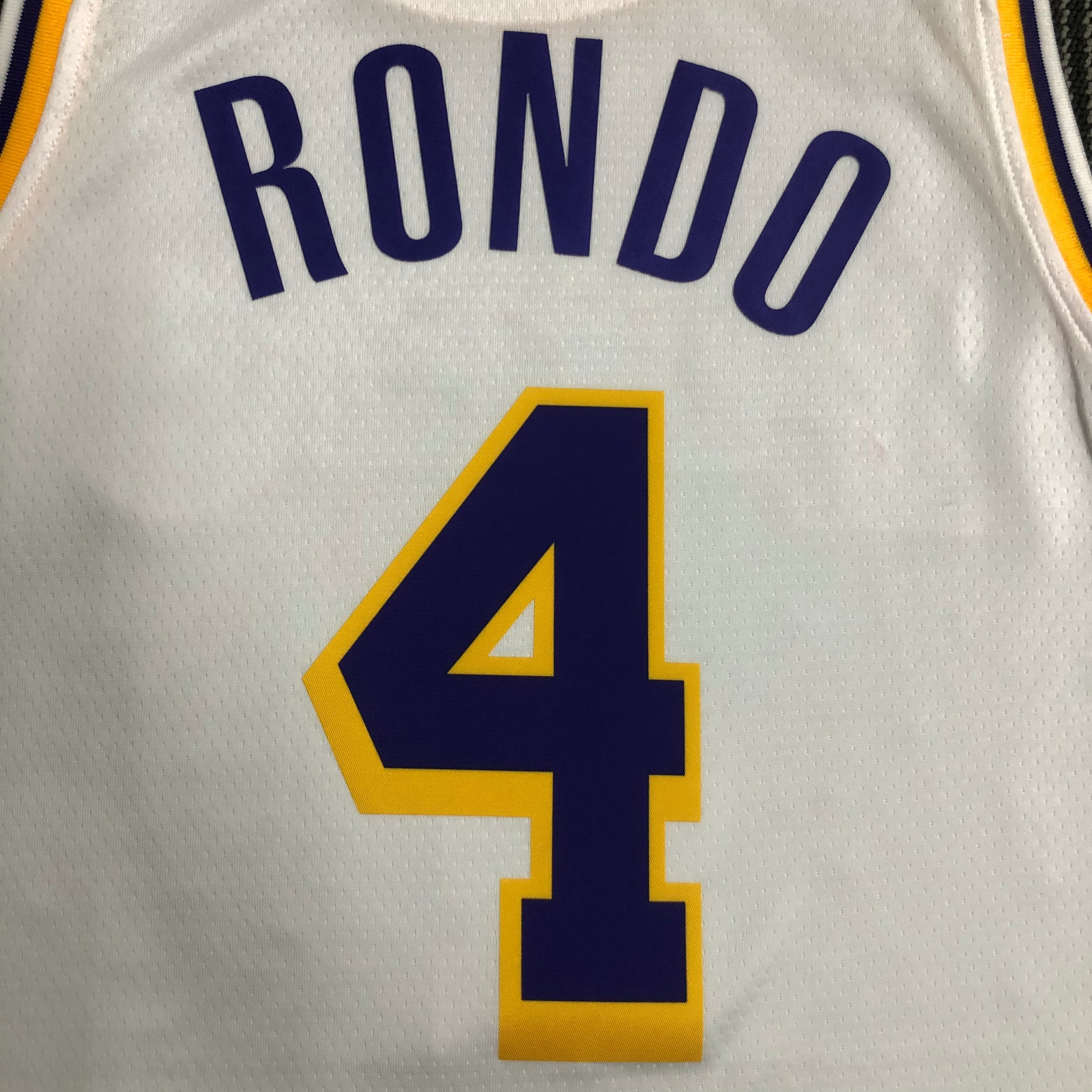 NBA 75th Anniversary Los Angeles Lakers White Round Neck #4 RONDO Jersey High Quality Name and Number Print - leoleo123123