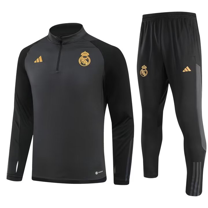 23/24 Real Madrid Black Sweater Tracksuit Thai Quality - leoleo123123