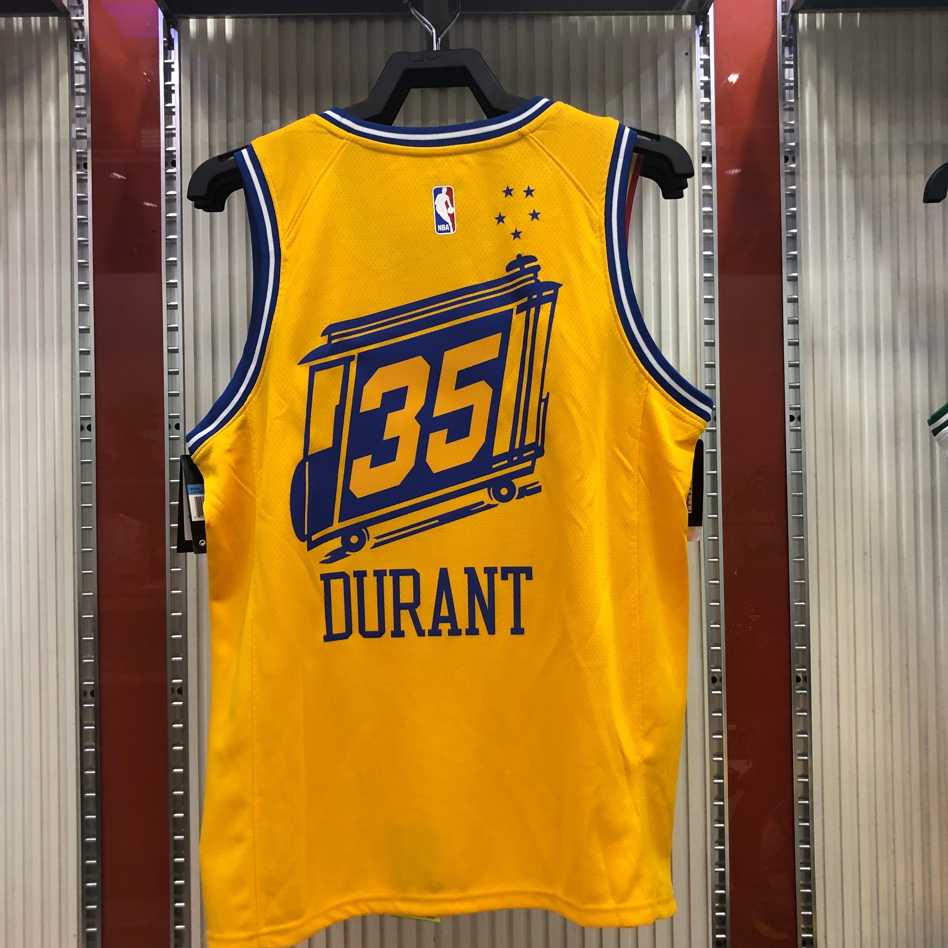 NBA New Season Men Golden State Warriors the City Yellow #35 DURANT Jersey High Quality Name and Number Print - leoleo123123