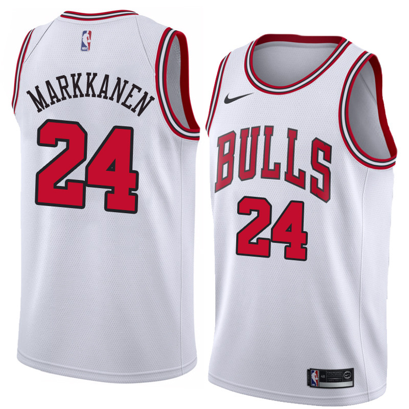 NBA Men Chicago Bulls White #24 MARKKANEN Jersey High Quality Name and Number Print - leoleo123123