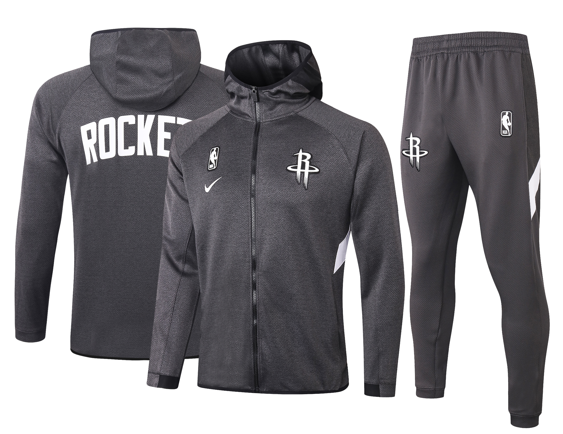 NBA Houston Rockets Dark Grey with Cap Jacket Tracksuit High Quality - leoleo123123