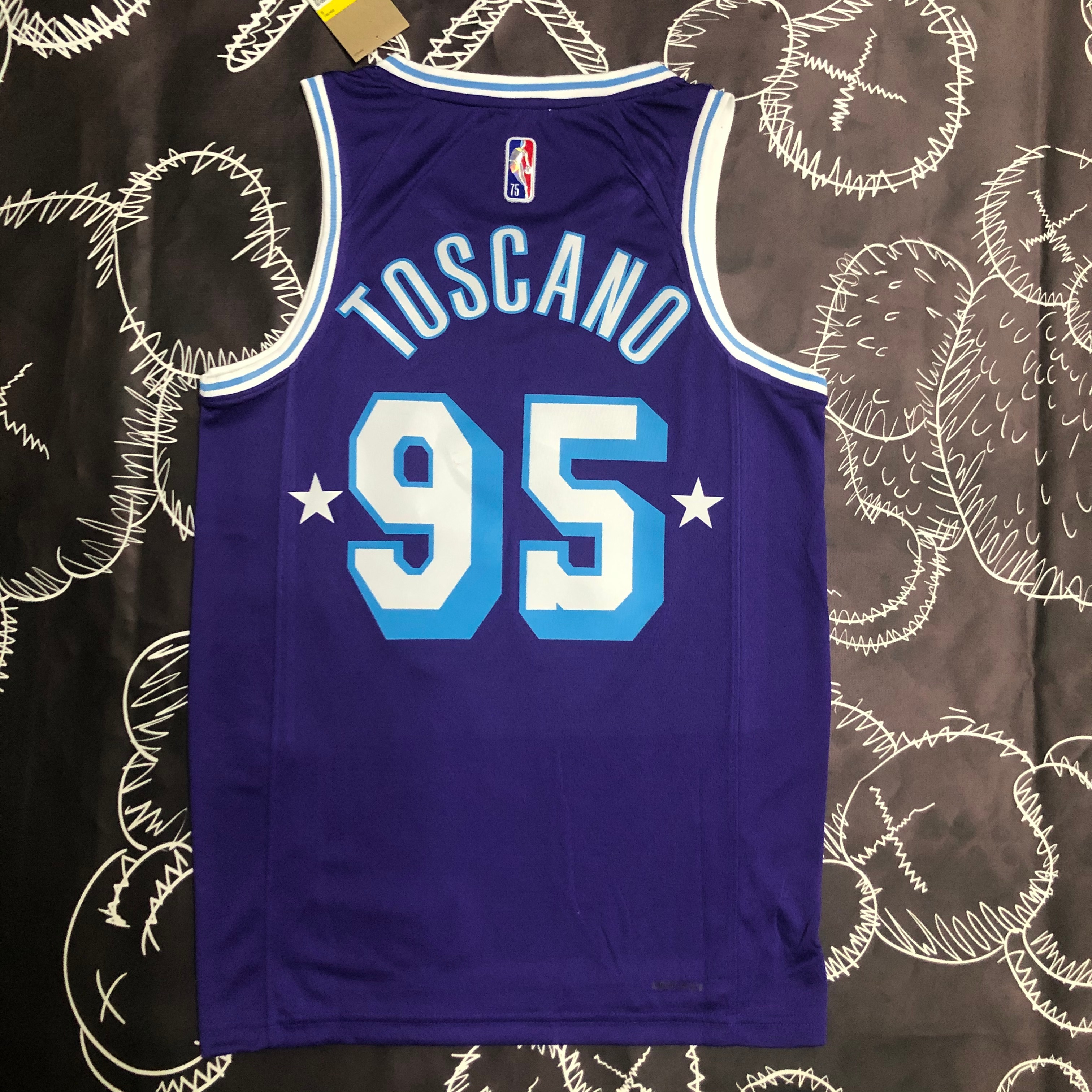 NBA Season 2022 75th Anniversary Los Angeles Lakers Purple Round Neck #95 TOSCANO Jersey High Quality Name and Number Print - leoleo123123