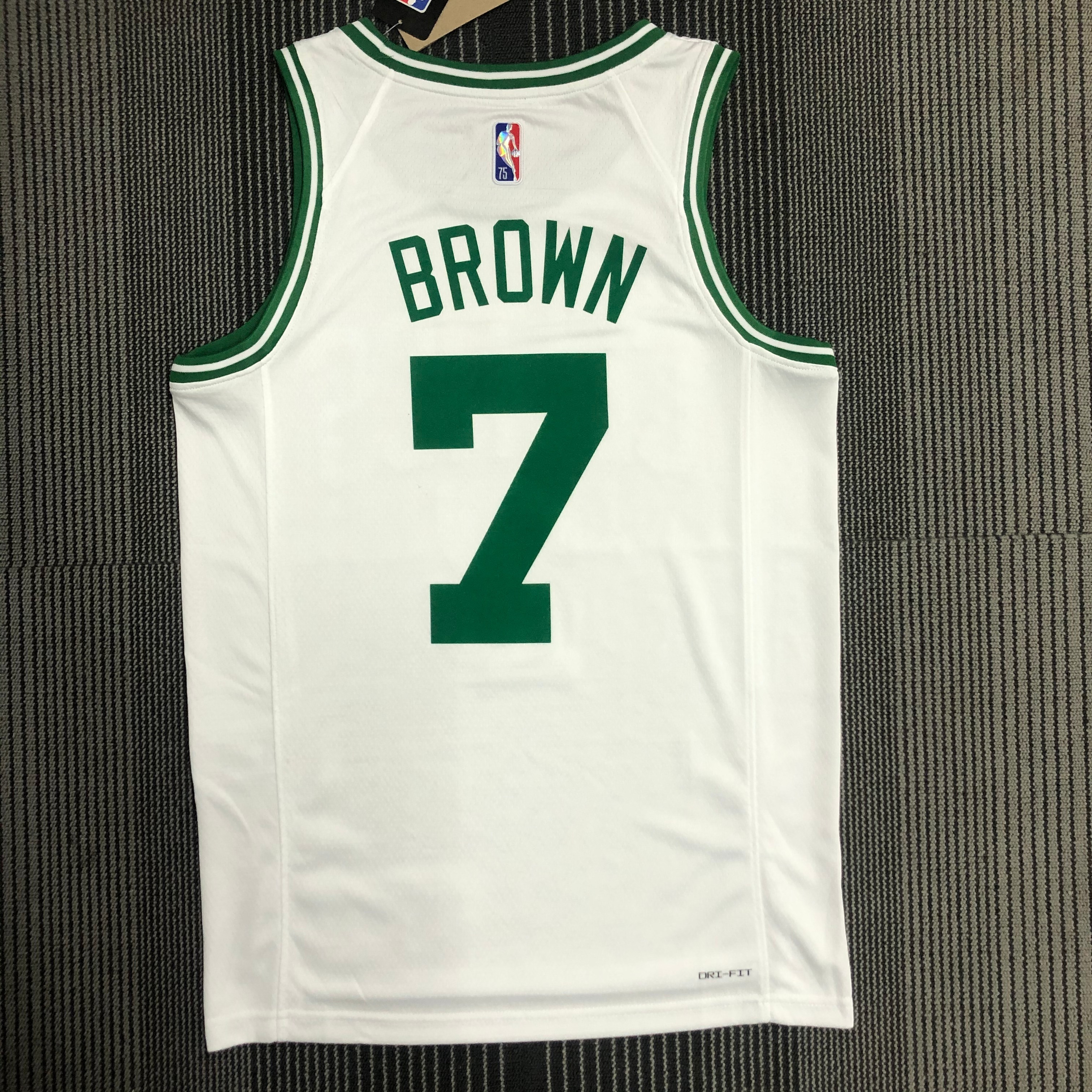 NBA 75th Anniversary Boston Celtics White #7 BROWN Jersey High Quality Name and Number Print - leoleo123123