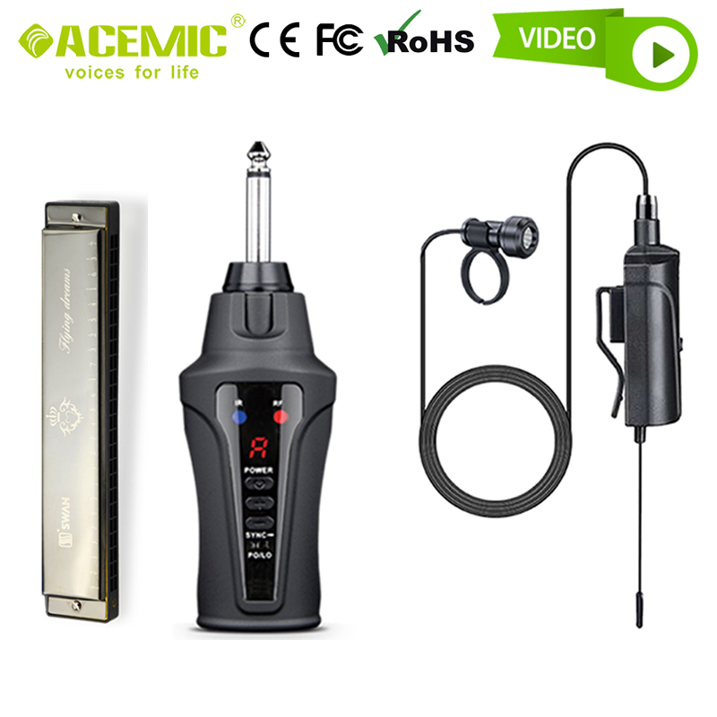 Harmonica Microphone Wireless Professional Mouth Organ Harp Mic System Cardioid Pickup for Vocal Music Instrument Hand Free Mike - leoleo123123