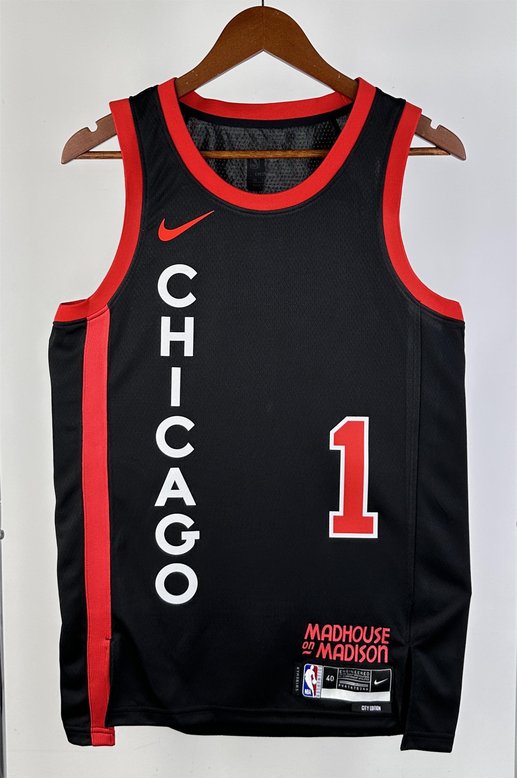 NBA 2024 Chicago Bulls City Edition Black #1 ROSE Jersey High Quality - leoleo123123