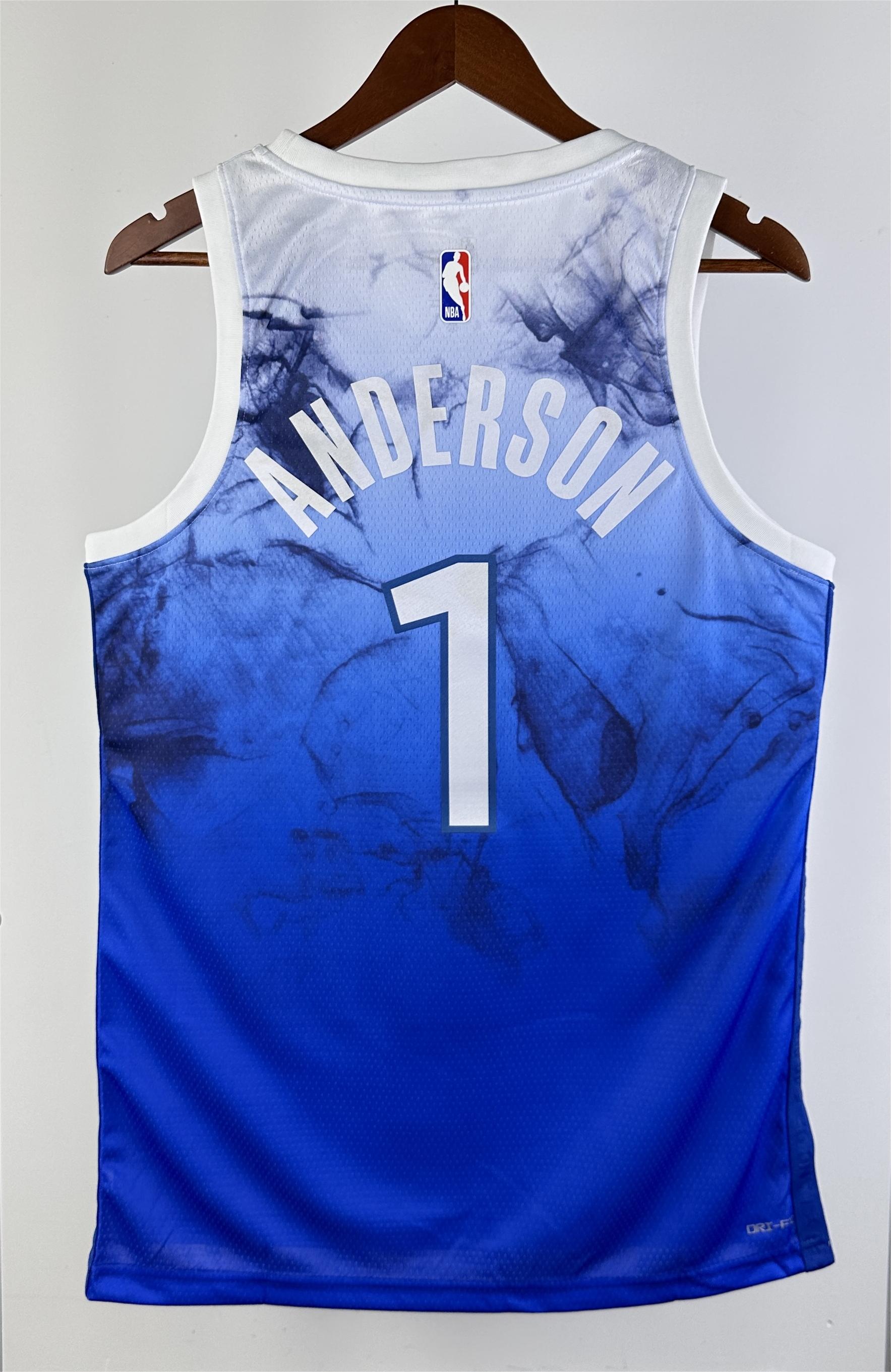 NBA Men 2024 Minnesota Timberwolves City Edition Blue #1 ANDERSON Jersey High Quality Name and Number Print - leoleo123123