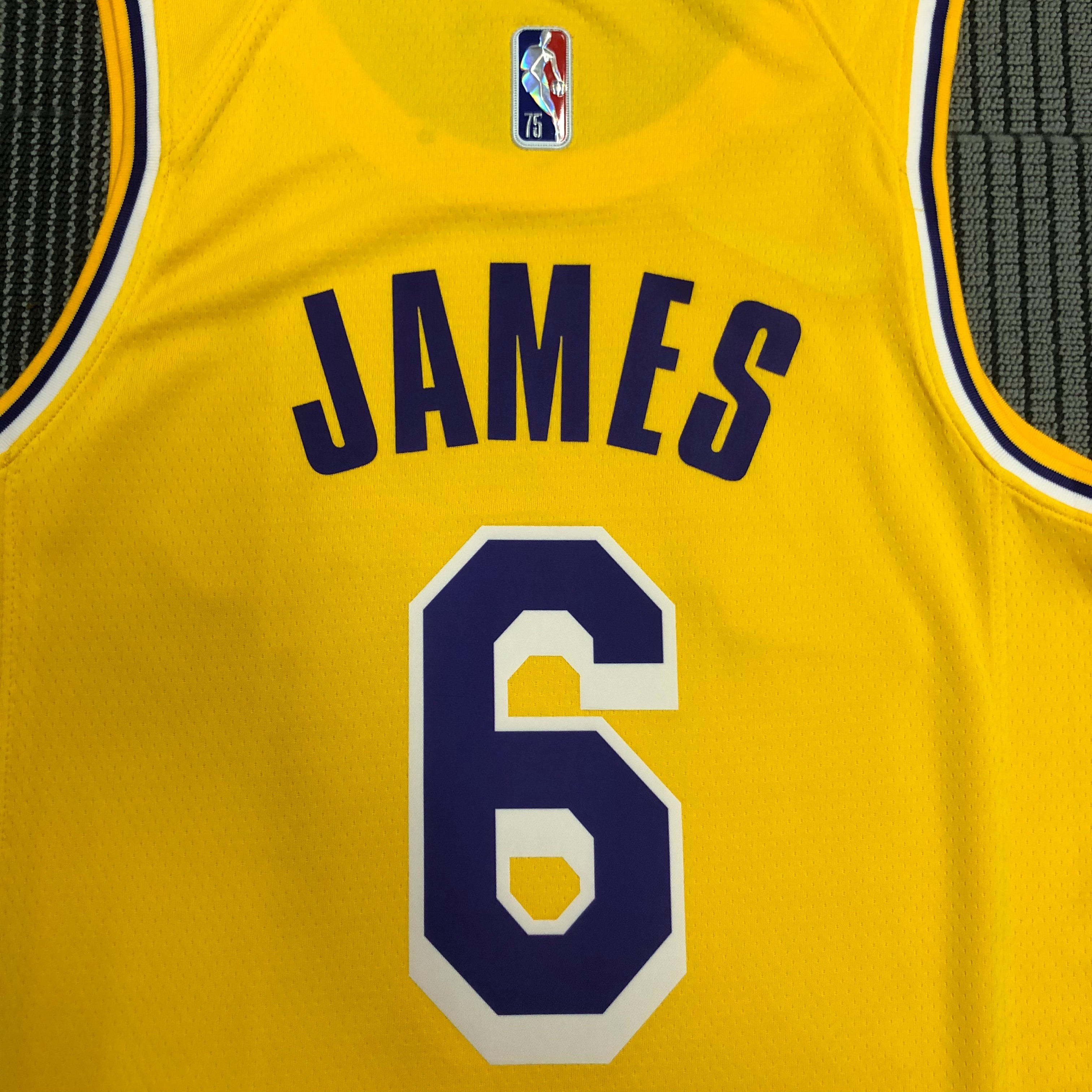 NBA 75th Anniversary Los Angeles Lakers Yellow Round Neck #6 JAMES Jersey High Quality Name and Number Print - leoleo123123