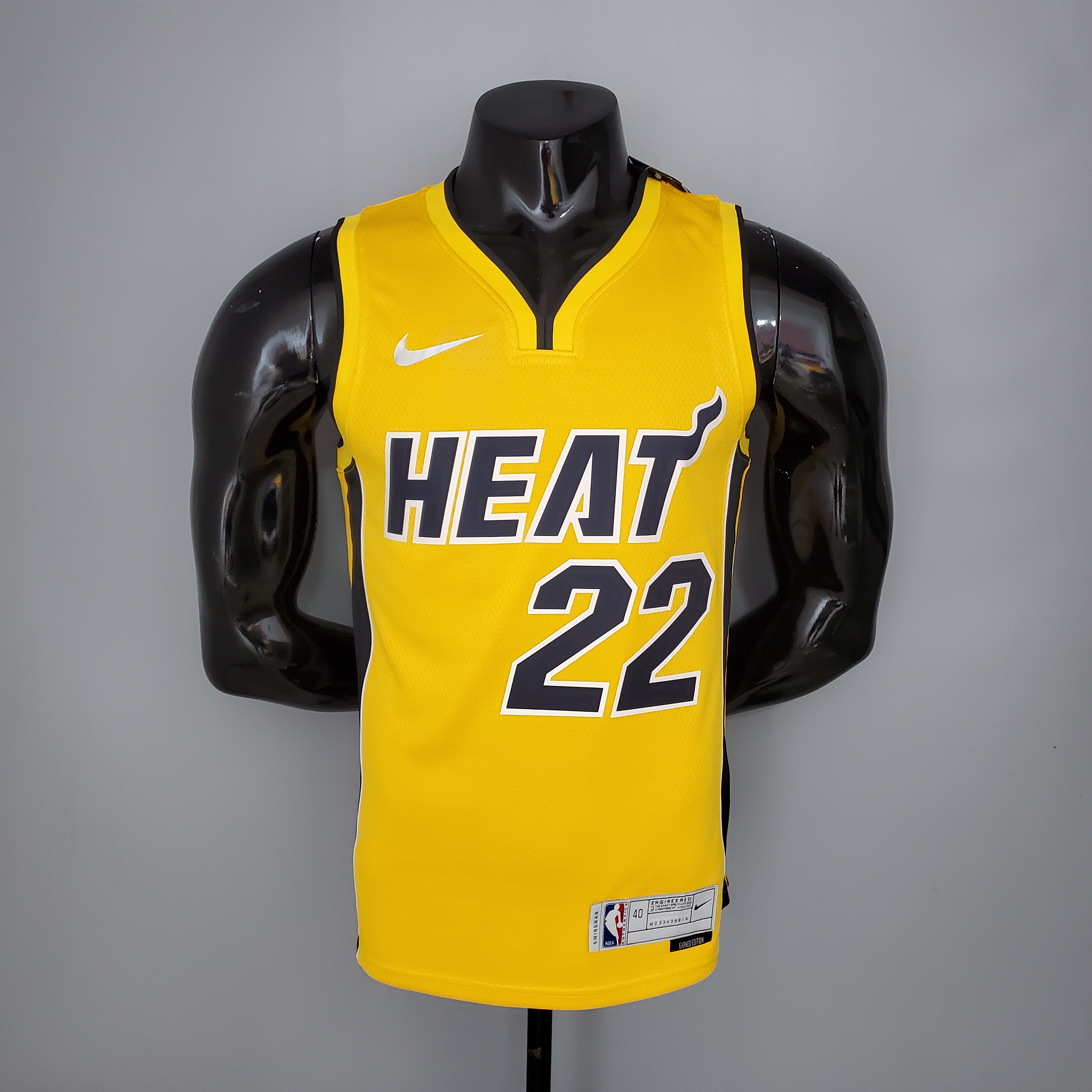NBA Men Season 2021 Miami Heat Yellow Award Version #22 BUTLER Jersey High Quality Name and Number Print - leoleo123123