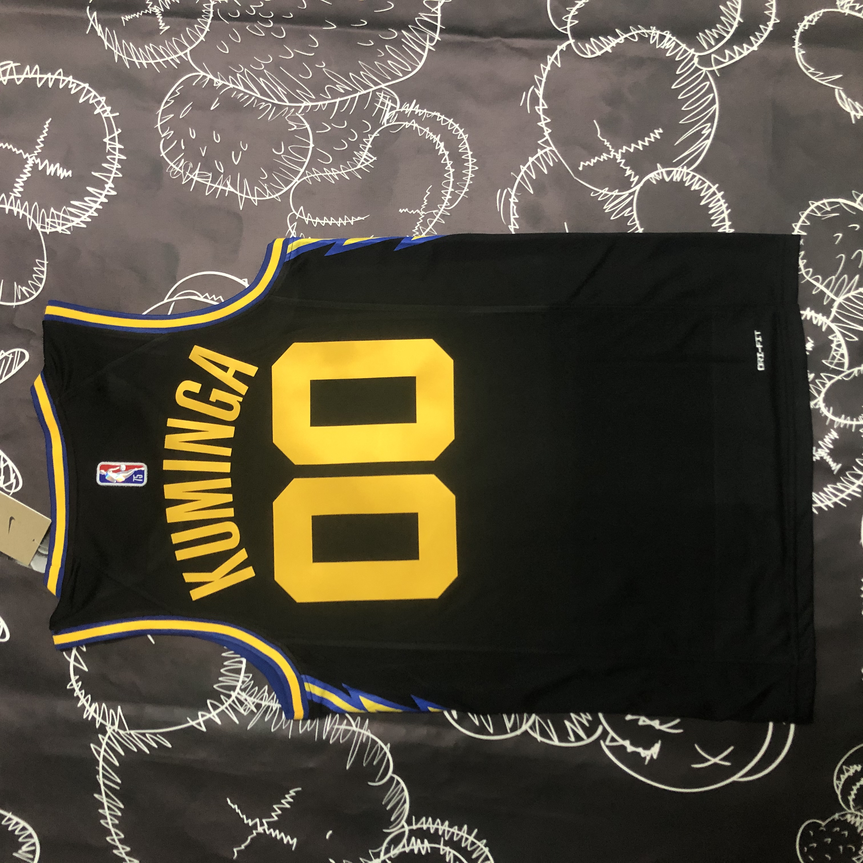NBA Men 75th Anniversary Season 2022 Golden State Warriors Black #00 KUMINGA Jersey High Quality Name and Number Print - leoleo123123