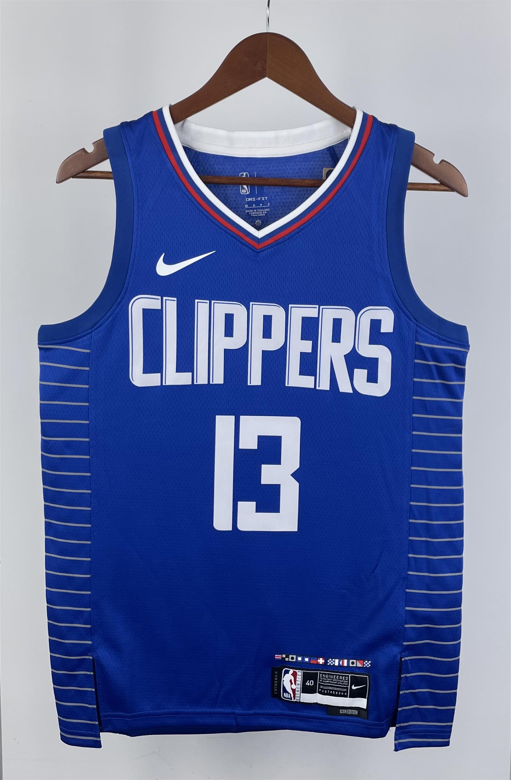 NBA Season 2023 Men Los Angeles Clippers Blue #13 GEORGE Jersey High Quality Name and Number Print - leoleo123123
