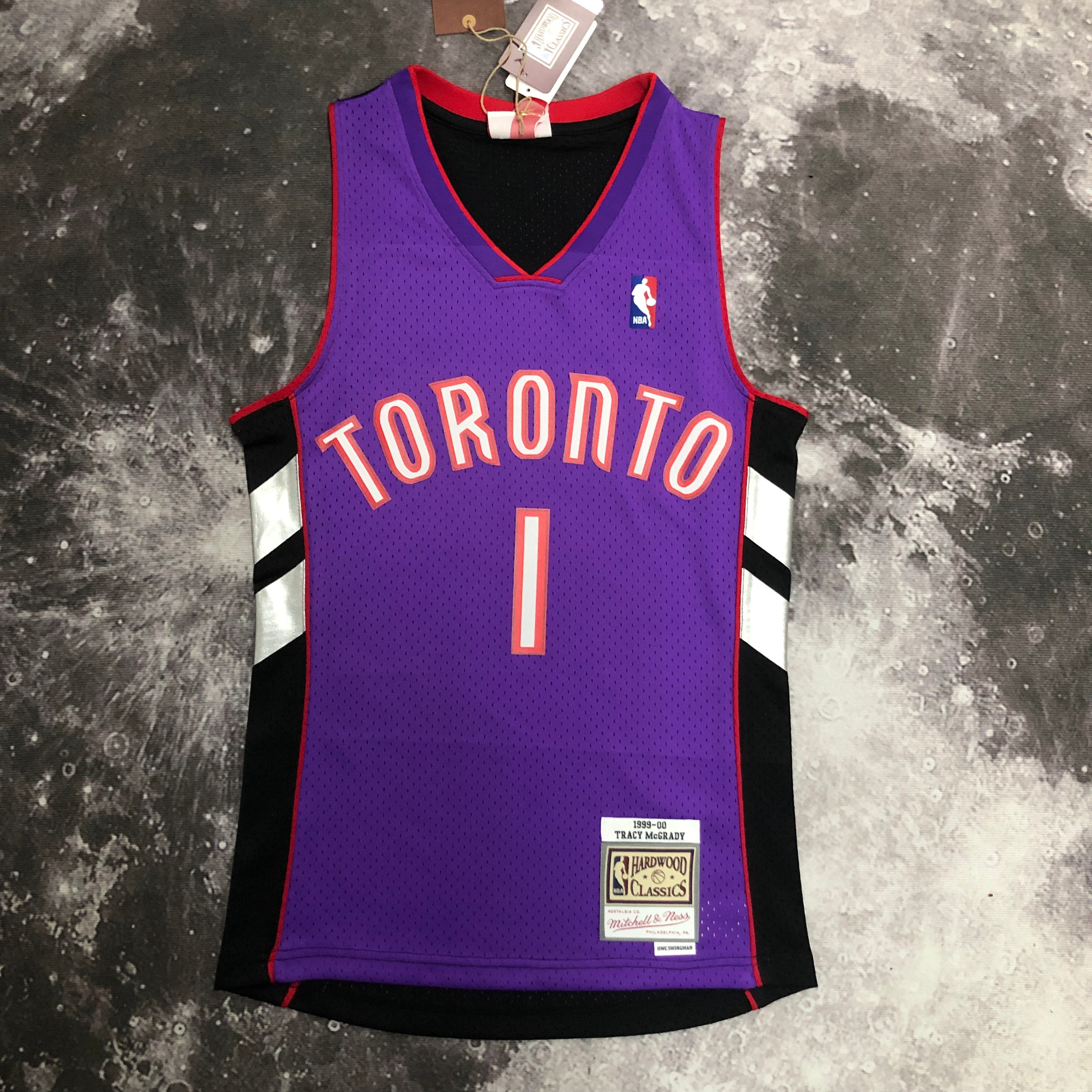 NBA Men Season 1999 Toronto Raptors Retro Purple & Black #1 McGRADY Jersey High Quality Name and Number Print - leoleo123123
