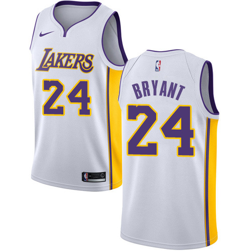 NBA Men Los Angeles Lakers #24 BRYANT White V-neck Jersey High Quality Name and Number Print - leoleo123123