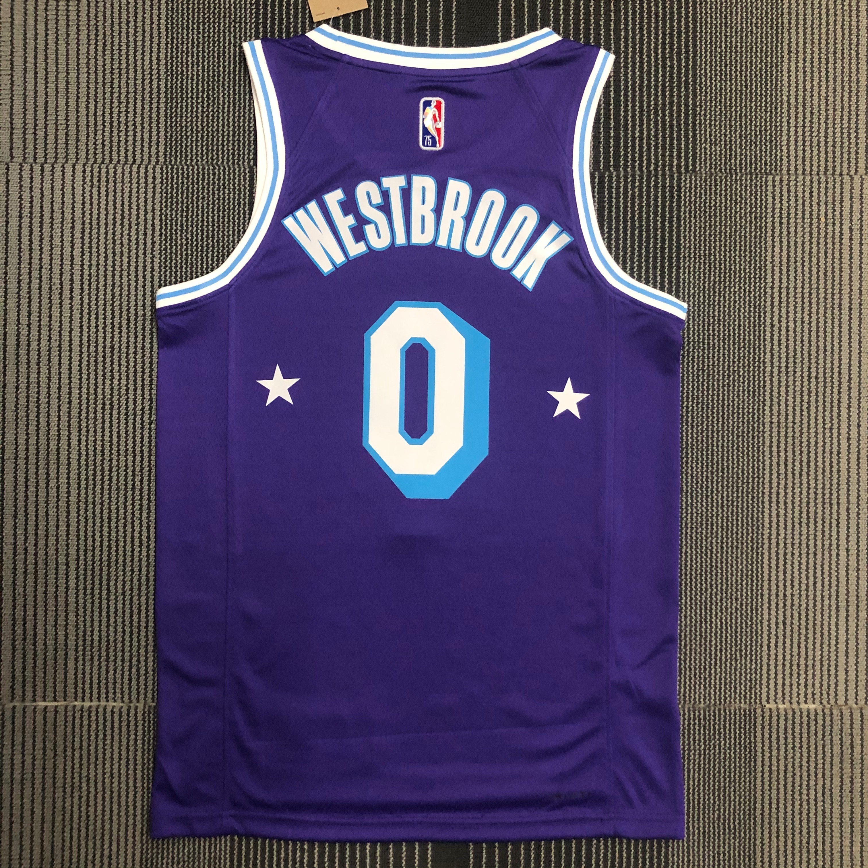 NBA Season 2022 75th Anniversary Los Angeles Lakers Purple Round Neck #0 WESTBROOK Jersey High Quality Name and Number Print - leoleo123123