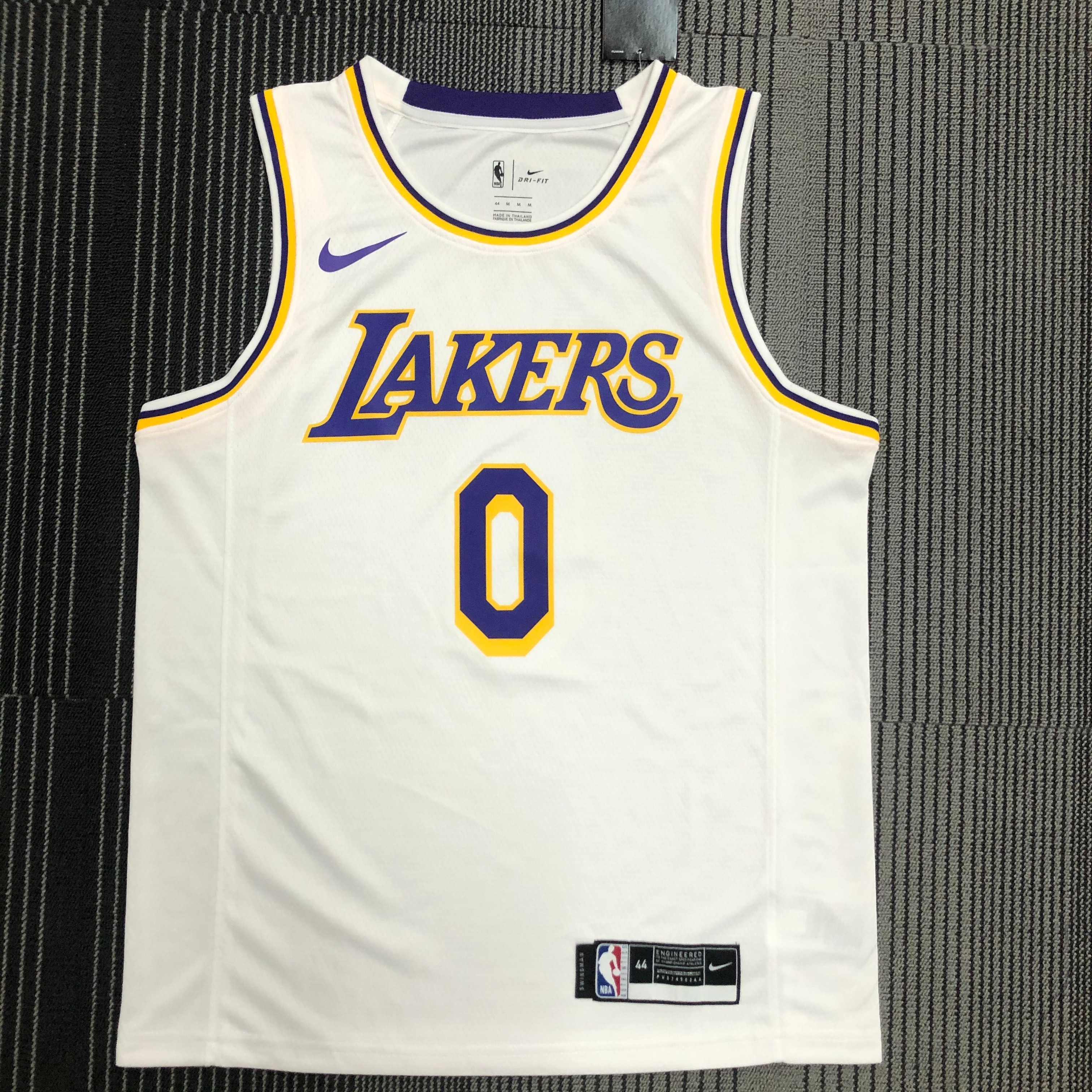 NBA Men Los Angeles Lakers #0 WESTBROOK Retro White Round Neck Jersey High Quality Name and Number Print - leoleo123123