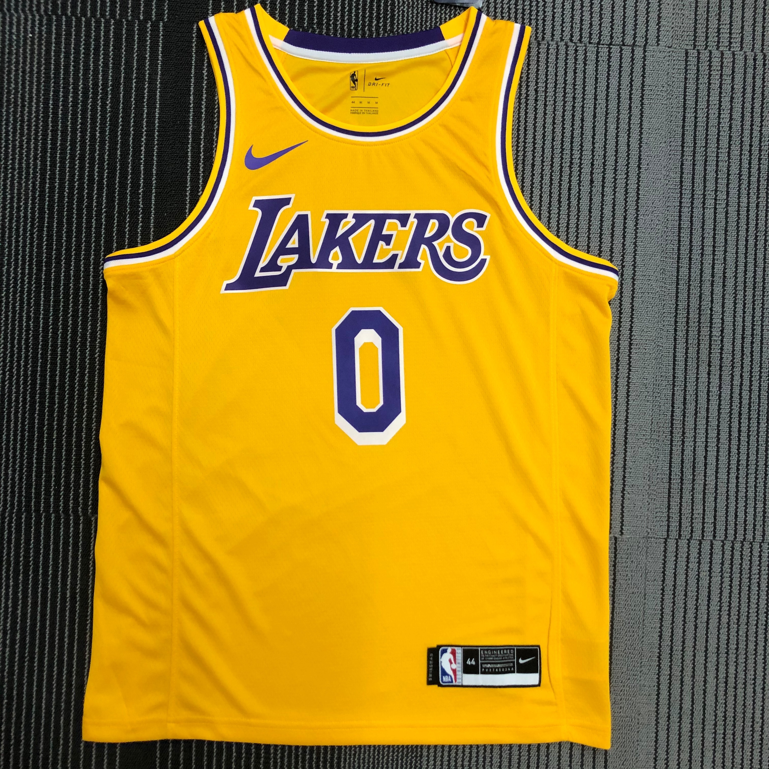 NBA Men Los Angeles Lakers Retro Yellow Round Neck #0 WESTBROOK Jersey High Quality Name and Number Print - leoleo123123