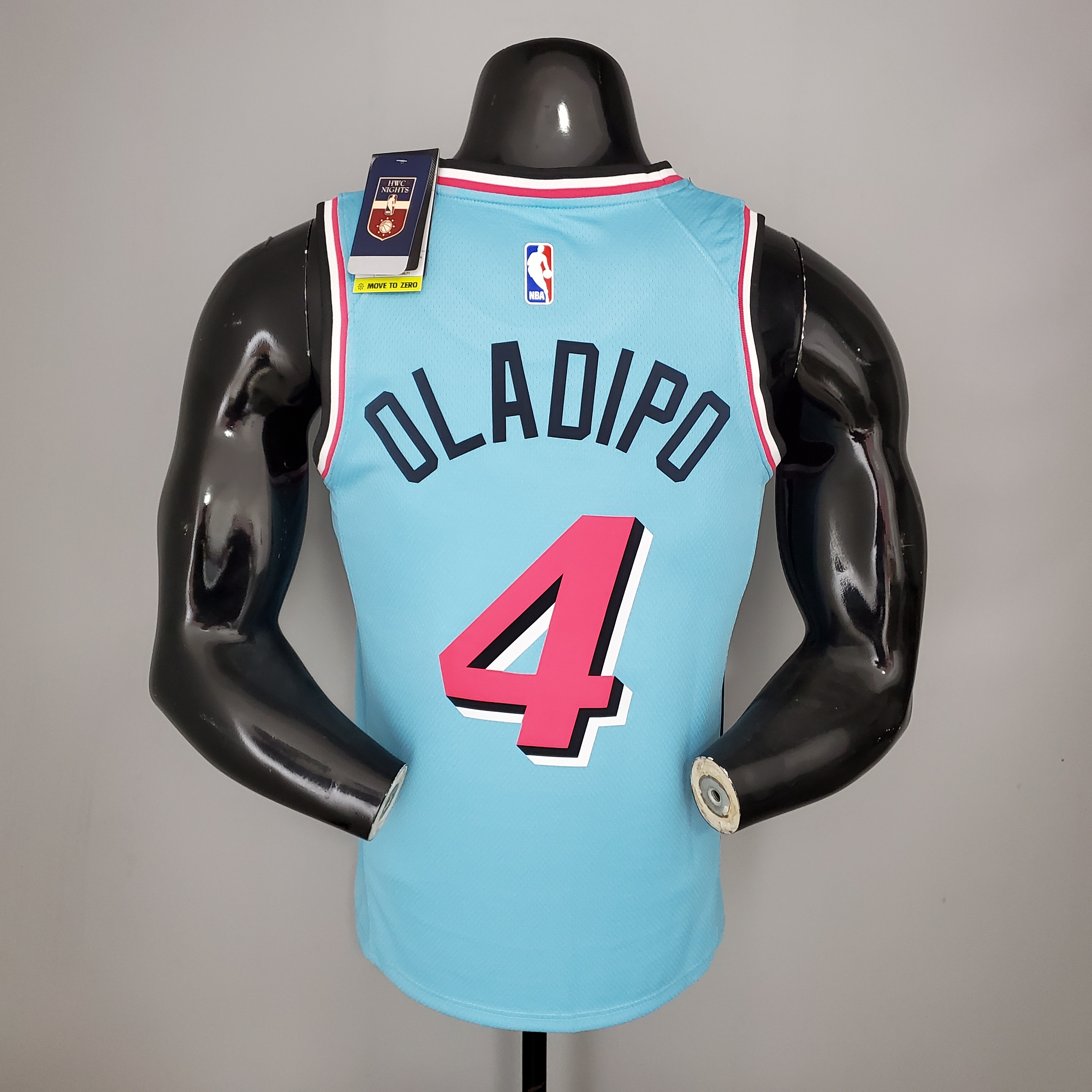 NBA Men Miami Heat Blue City #4 OLADIPO Jersey High Quality Name and Number Print - leoleo123123