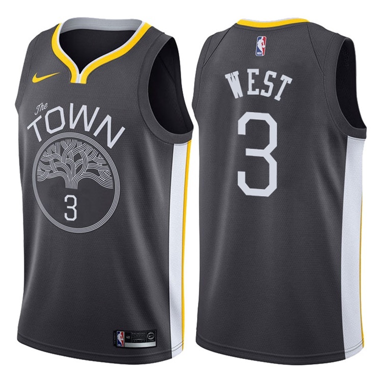 NBA Men Golden State Warriors Black #3 WEST Jersey High Quality Name and Number Print - leoleo123123