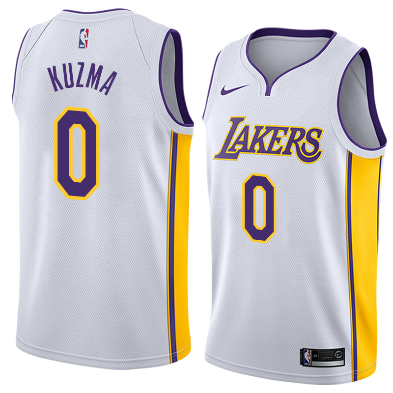NBA Men Los Angeles Lakers #0 KUZMA White V-neck Jersey High Quality Name and Number Print - leoleo123123