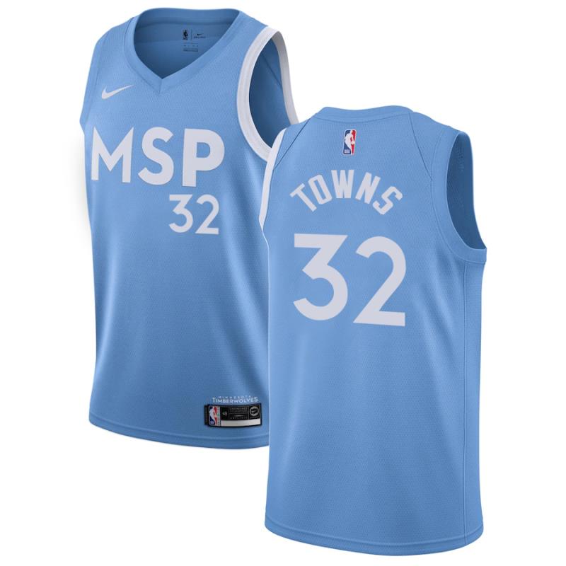 NBA Men Minnesota Timberwolves Light Blue City #32 TOWNS Jersey High Quality Name and Number Print - leoleo123123