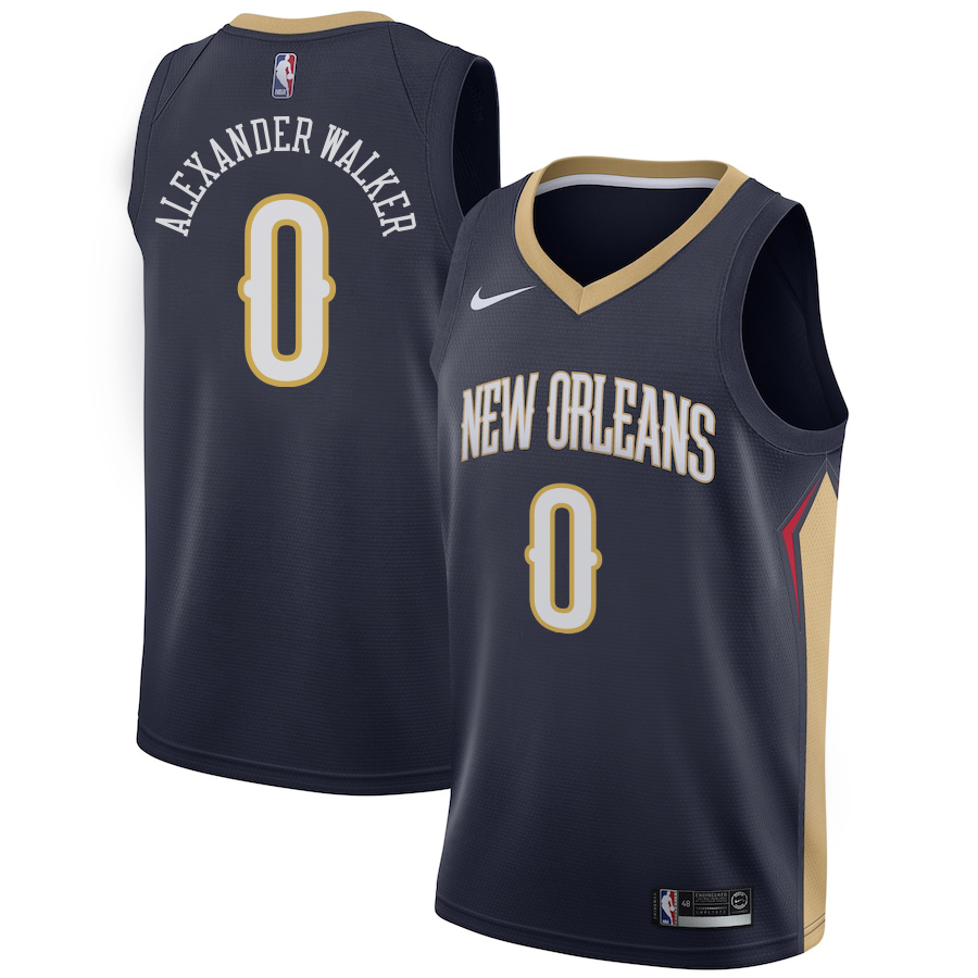 NBA Men New Orleans Pelicans Dark Blue #0 ALEXANDER WALKER Jersey High Quality Name and Number Print - leoleo123123