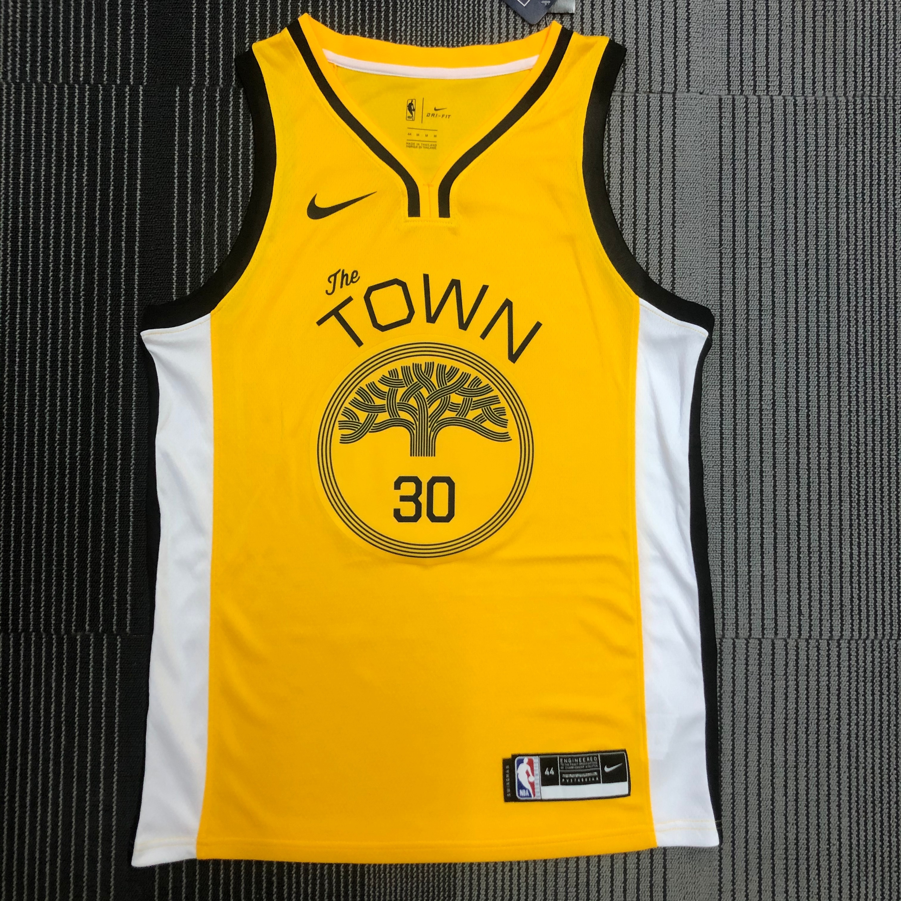 NBA Men Season 2018 Rewarding Version Golden State Warriors Yellow #30 CURRY Jersey High Quality Name and Number Print - leoleo123123