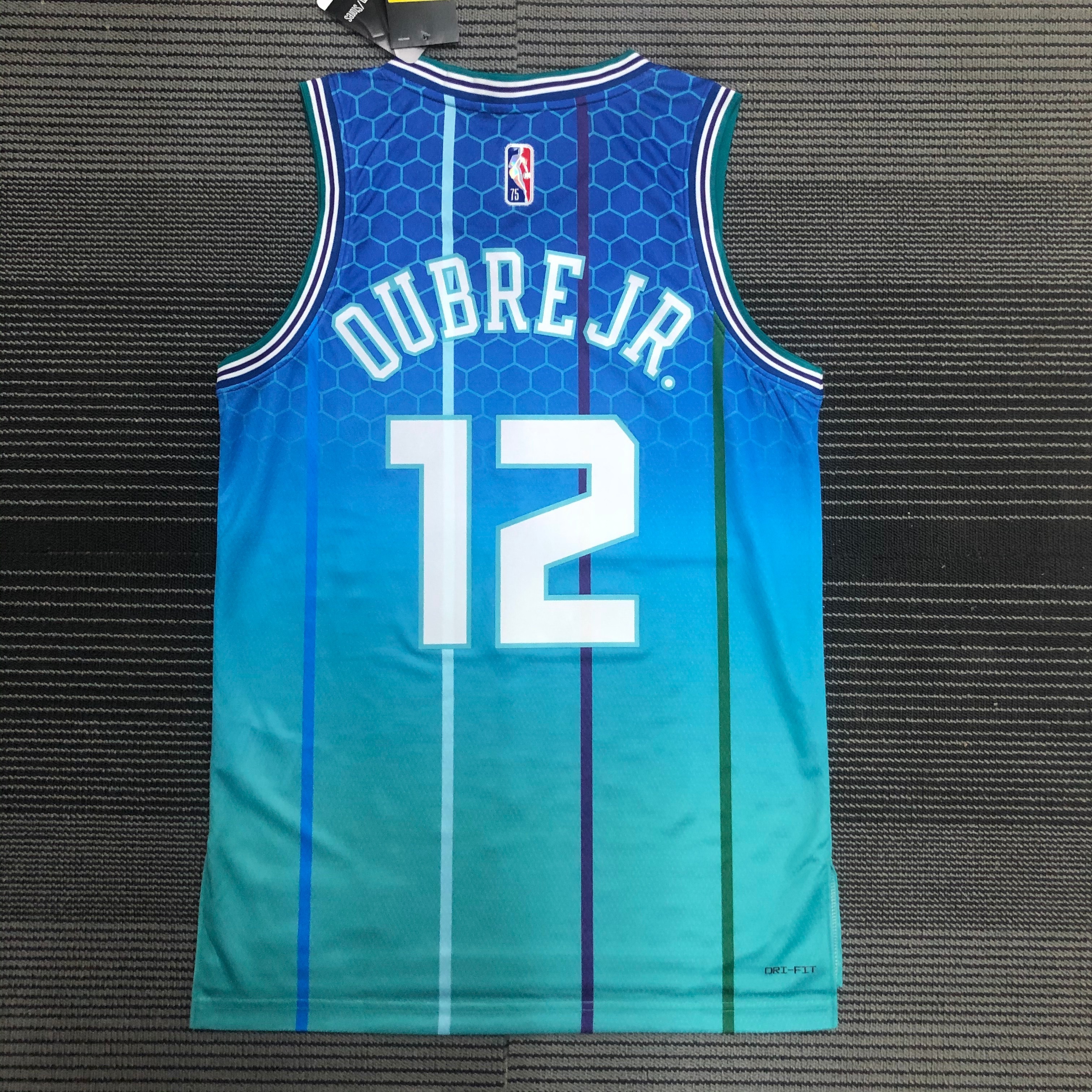 NBA Men 75th Anniversary Season 2022 Charlotte Hornets #12 OUBRE JR. Blue Jersey High Quality Name and Number Print - leoleo123123