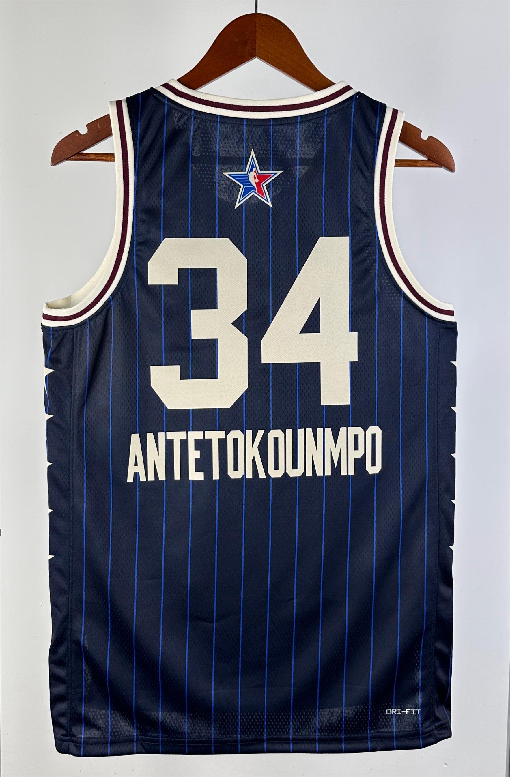 NBA Men Season 2024 Boston Celtics All Stars Blue #34 ANTETOKOUNMPO Jersey High Quality Name and Number Print - leoleo123123