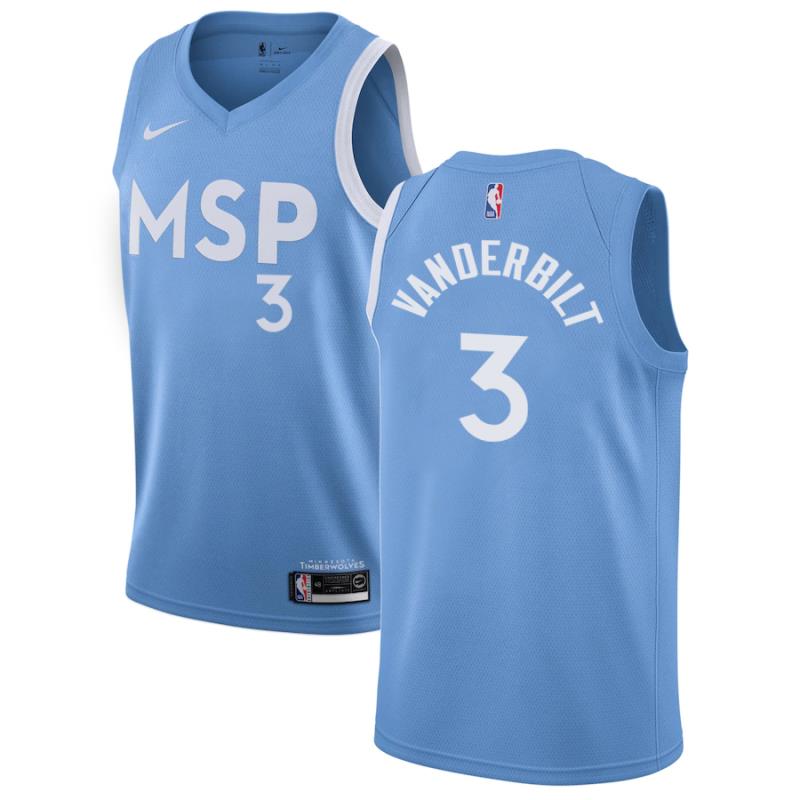 NBA Men Minnesota Timberwolves Light Blue City #3 VANDERBILT Jersey High Quality Name and Number Print - leoleo123123