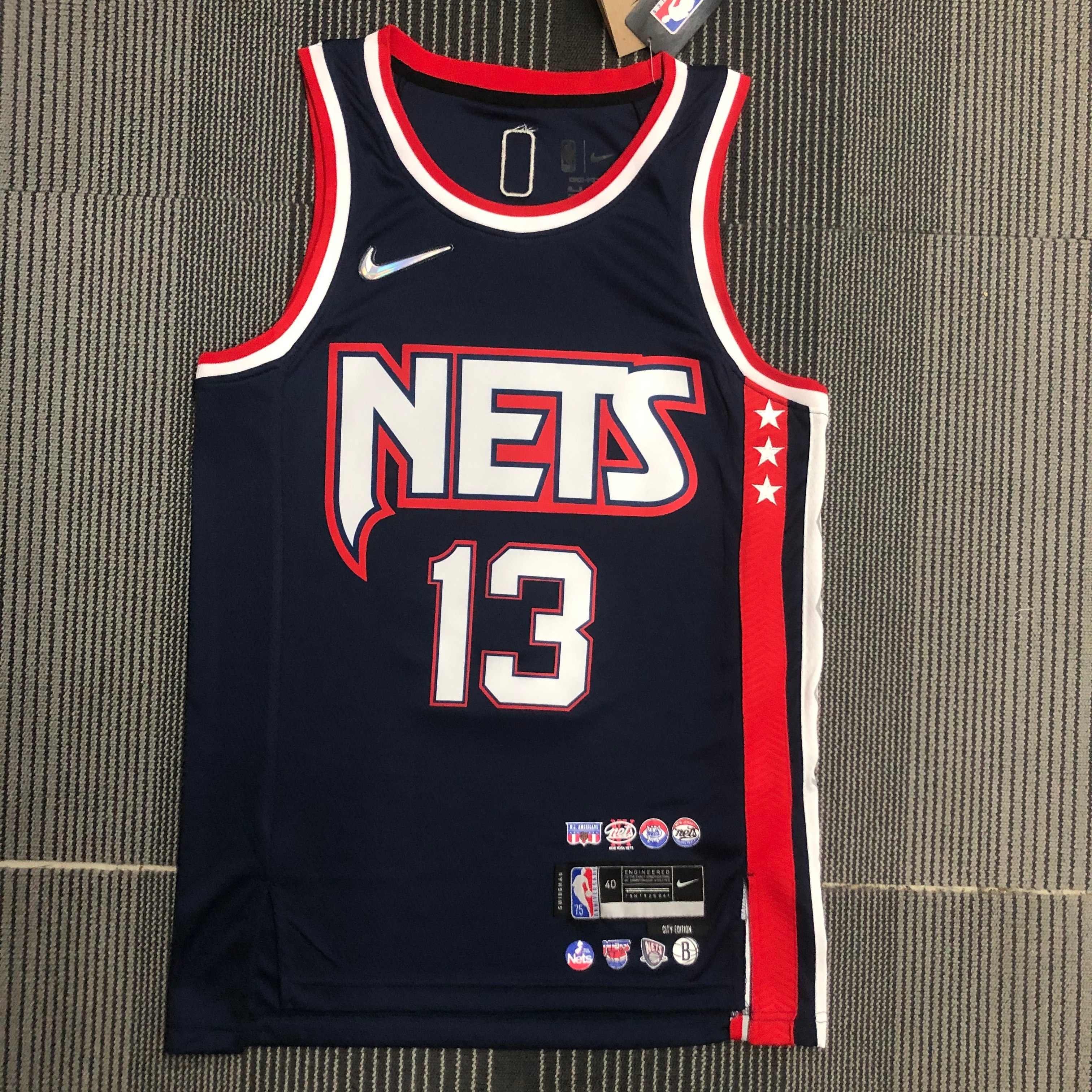 NBA Season 2022 75th Anniversary Brooklyn Nets Black #13 HARDEN Jersey High Quality Name and Number Print - leoleo123123