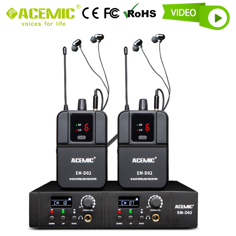 Wireless In-Ear Monitor System UHF Personal Budget 2 Channel Set Bodypack Earbud Digital Earphone IEM Stage Return for Band Twin - leoleo123123