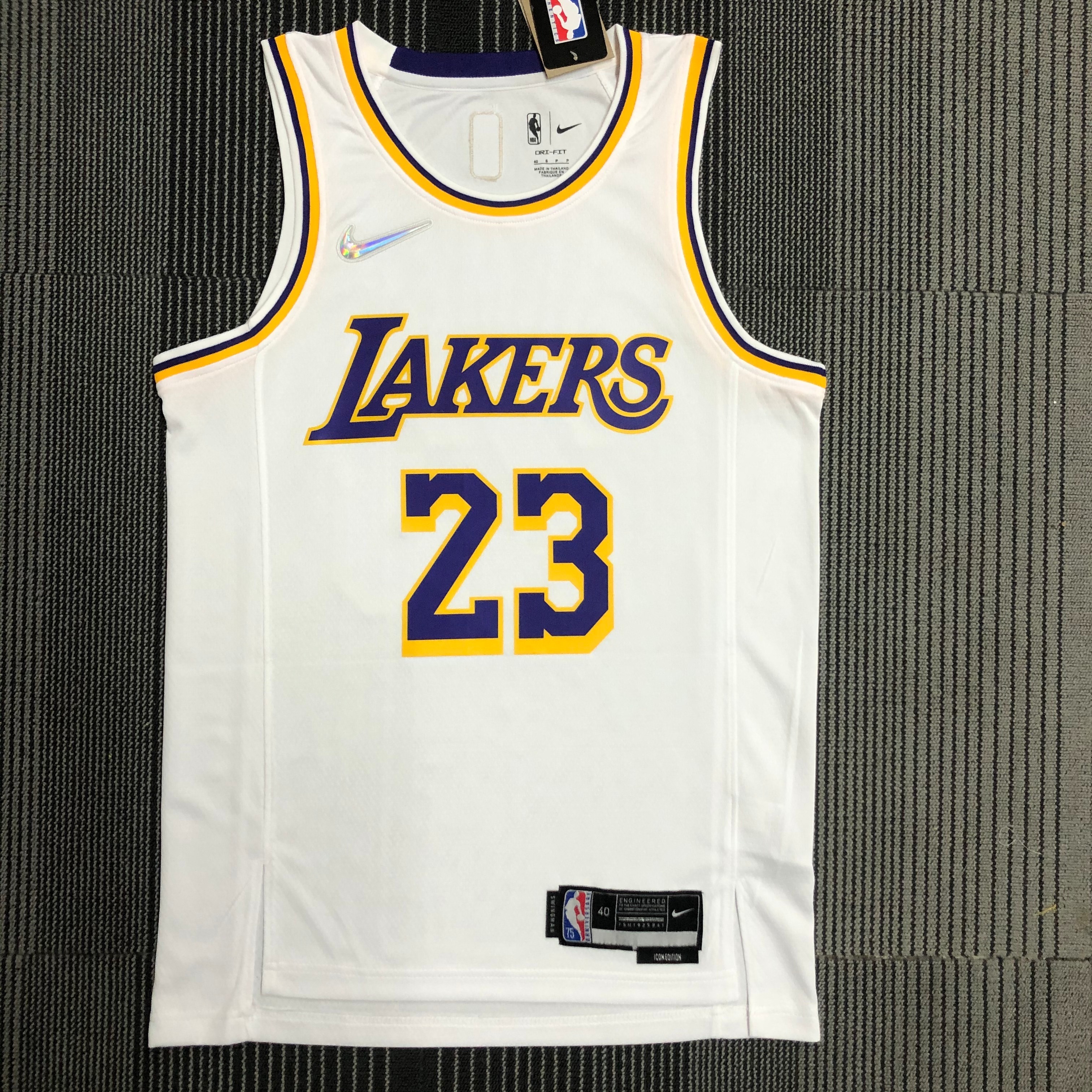 NBA 75th Anniversary Los Angeles Lakers White Round Neck #23 JAMES Jersey High Quality Name and Number Print - leoleo123123