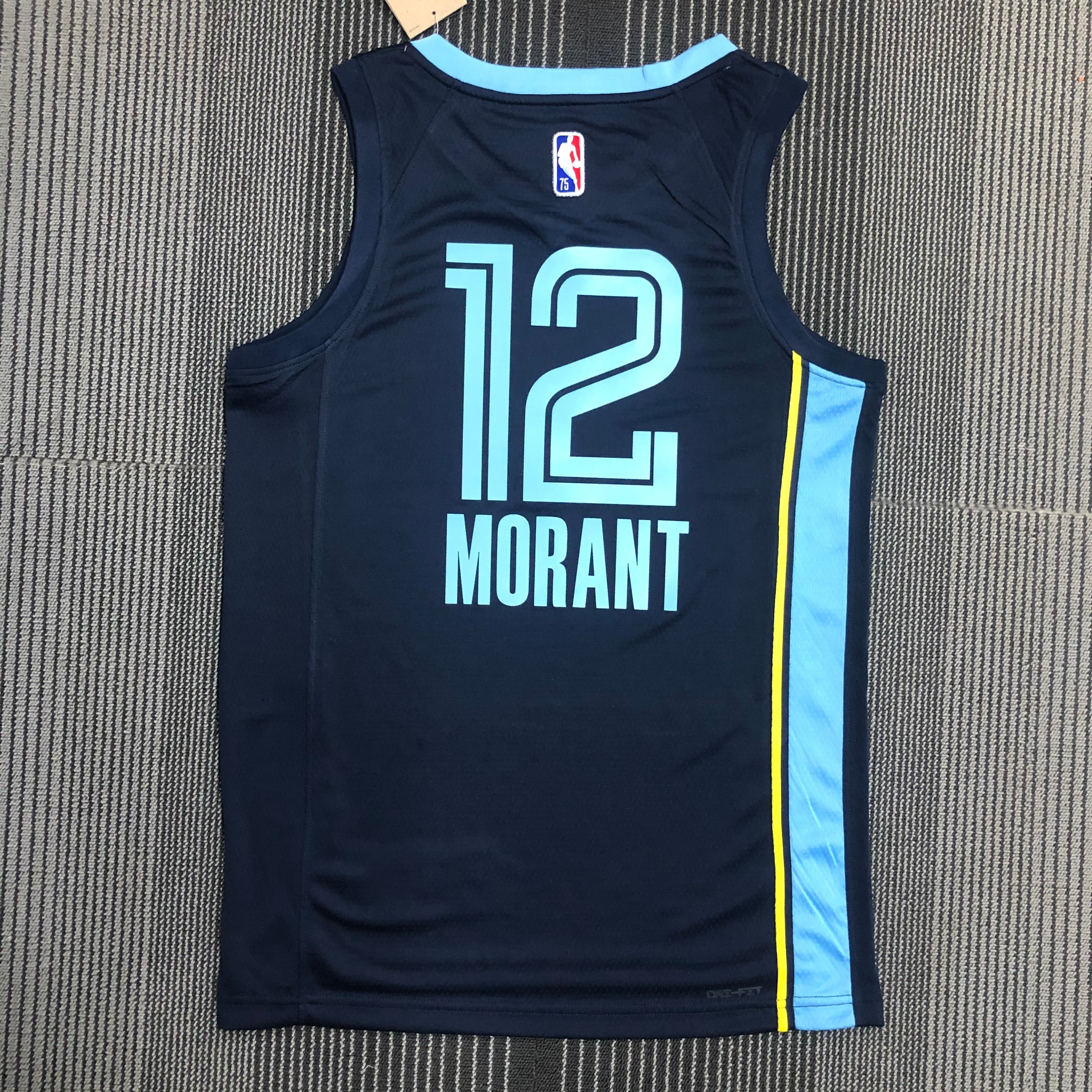 NBA Season 75th Anniversary 2022 Memphis Grizzlies Dark Blue #12 MORANT Jersey High Quality Name and Number Print - leoleo123123