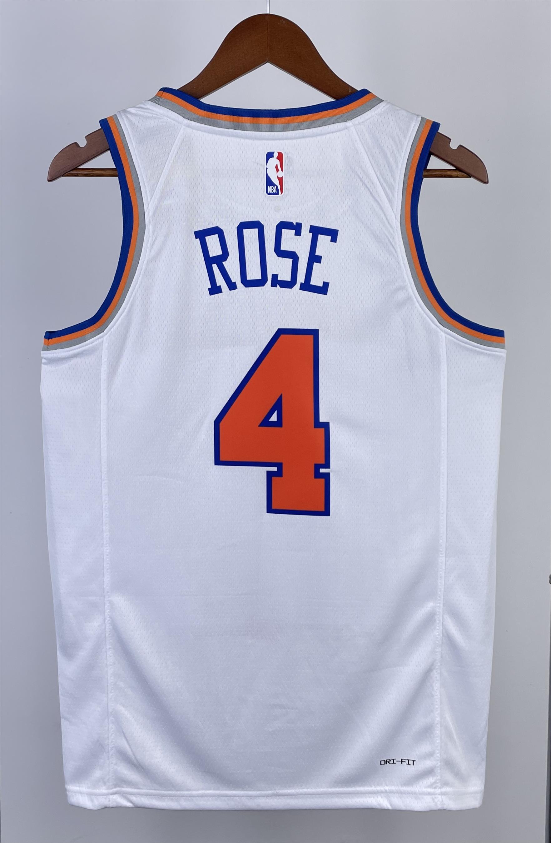 NBA Men 2023 New York Knicks White #4 ROSE Jersey High Quality Name and Number Print - leoleo123123