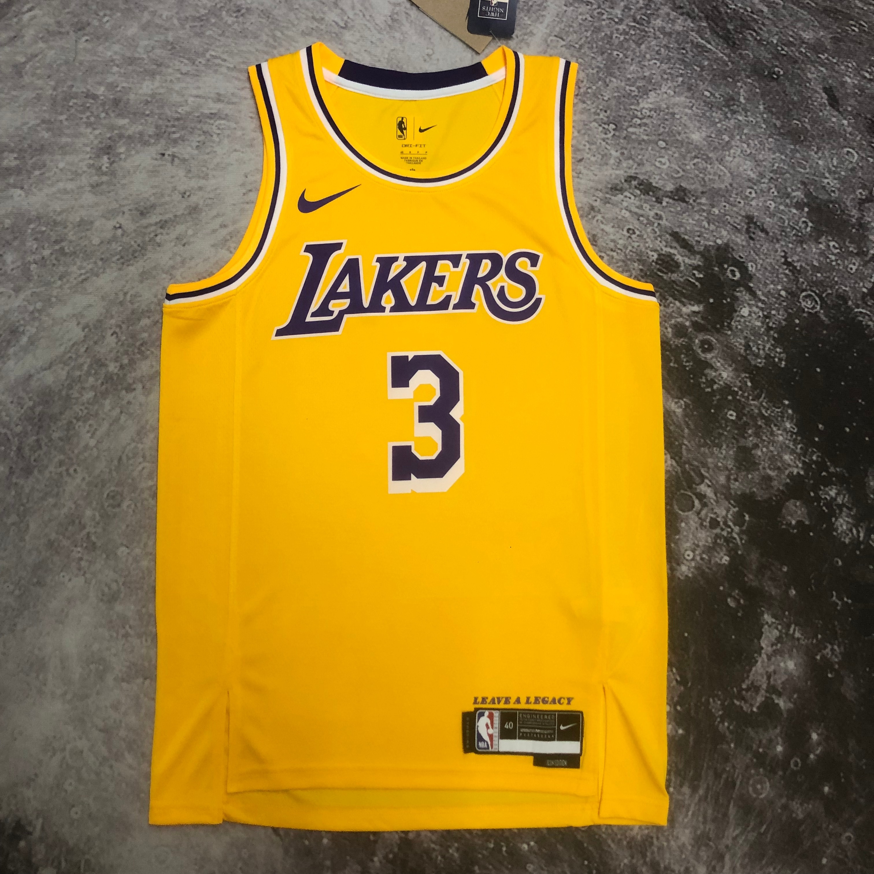 NBA Men Season 2023 Los Angeles Lakers Yellow #3 DAVIS Jersey High Quality Name and Number Print - leoleo123123